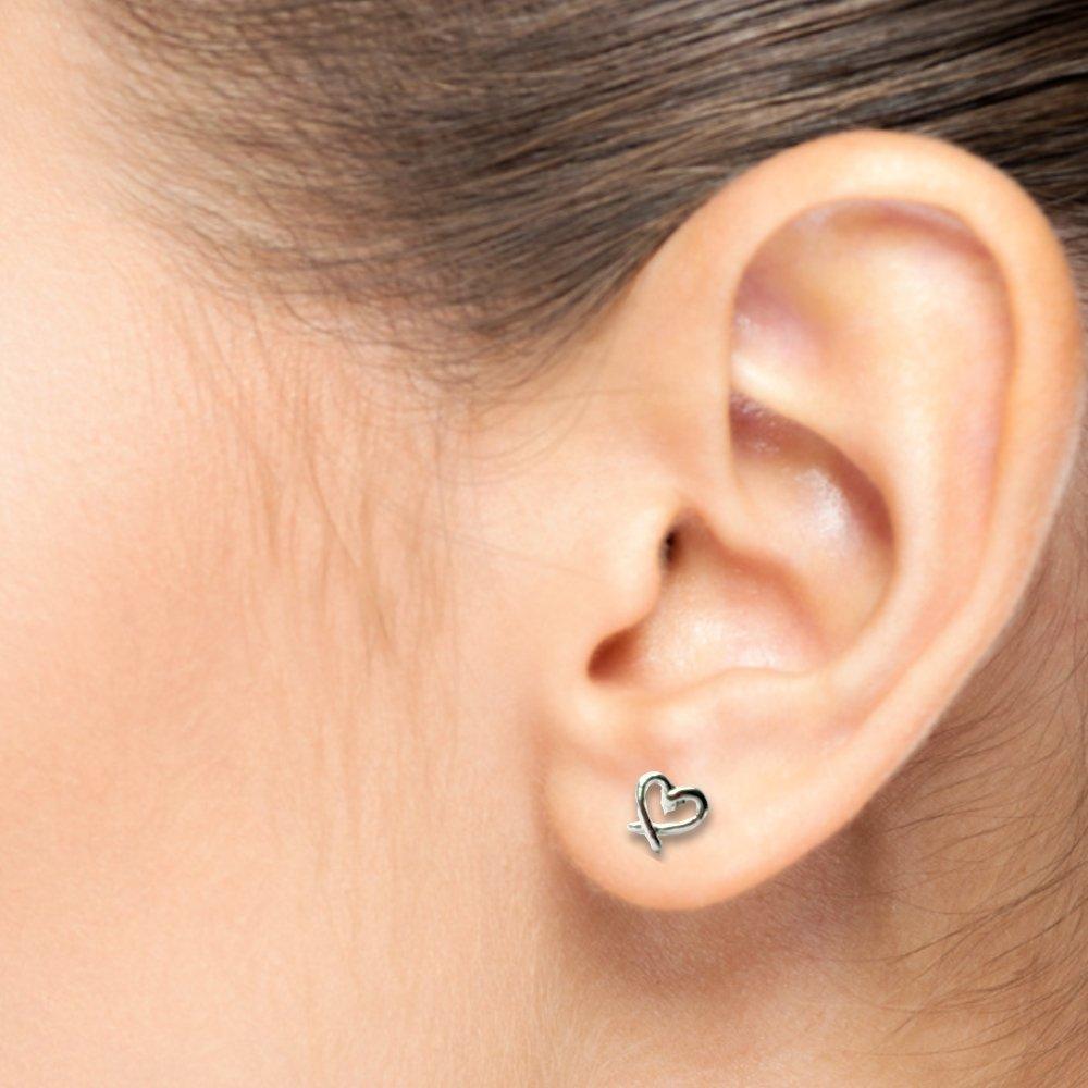 Silver - Aye Do Gifts - My Heart Silver Stud Earrings - NP-STDmyhrt - 3