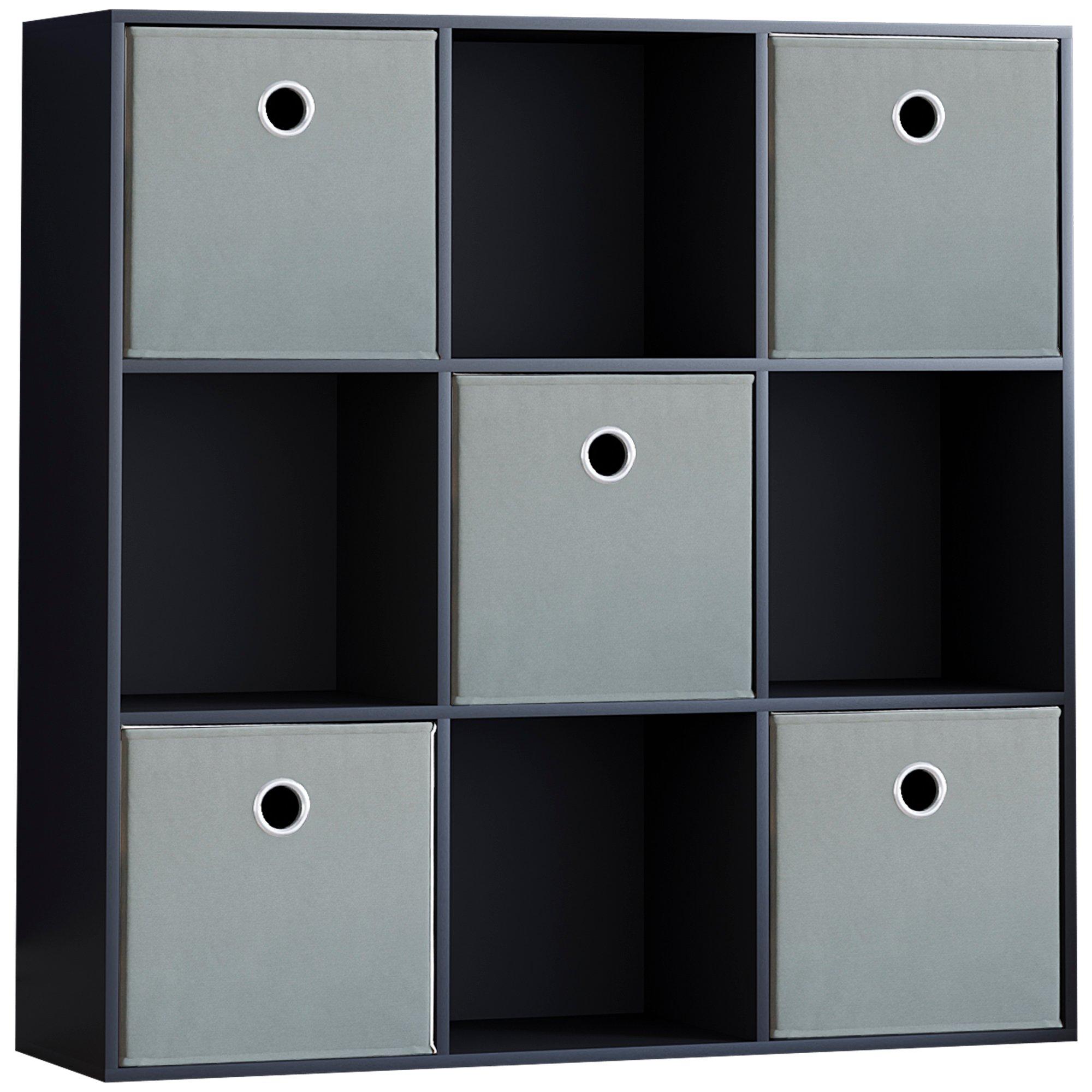 Grey - Lassic - 3x3 Cube Storage Unit (B) + Set of 5 Storage Cubes - 11