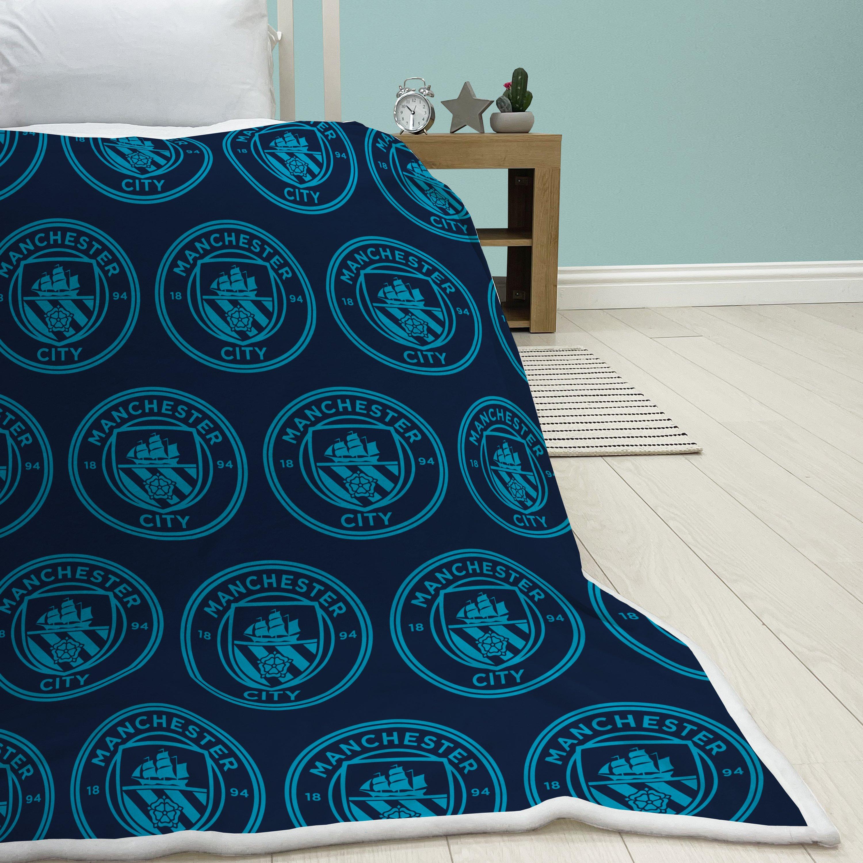Multi - Team - Manchester City FC Monocrest Sherpa Fleece Blanket - 3