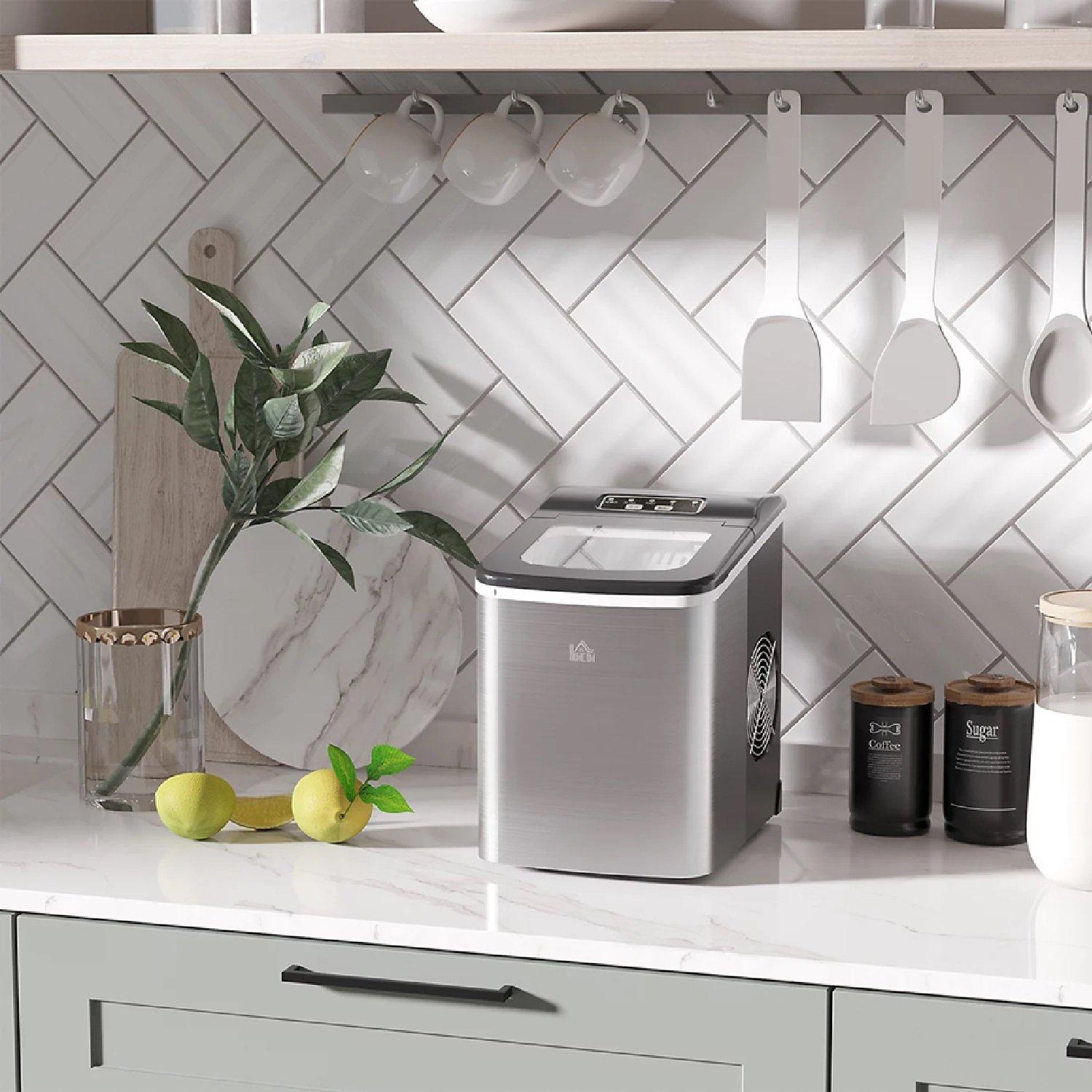 Silver - HOMCOM - Countertop Ice Maker Machine 12kg - 1