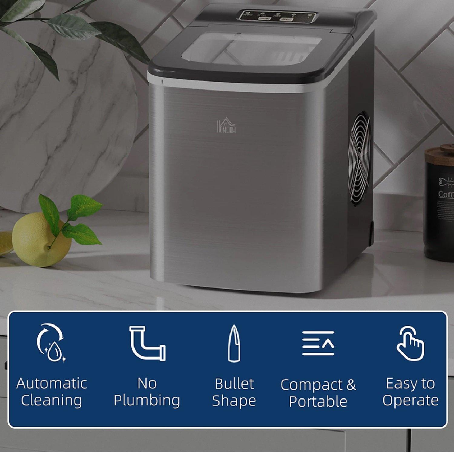 Silver - HOMCOM - Countertop Ice Maker Machine 12kg - 4