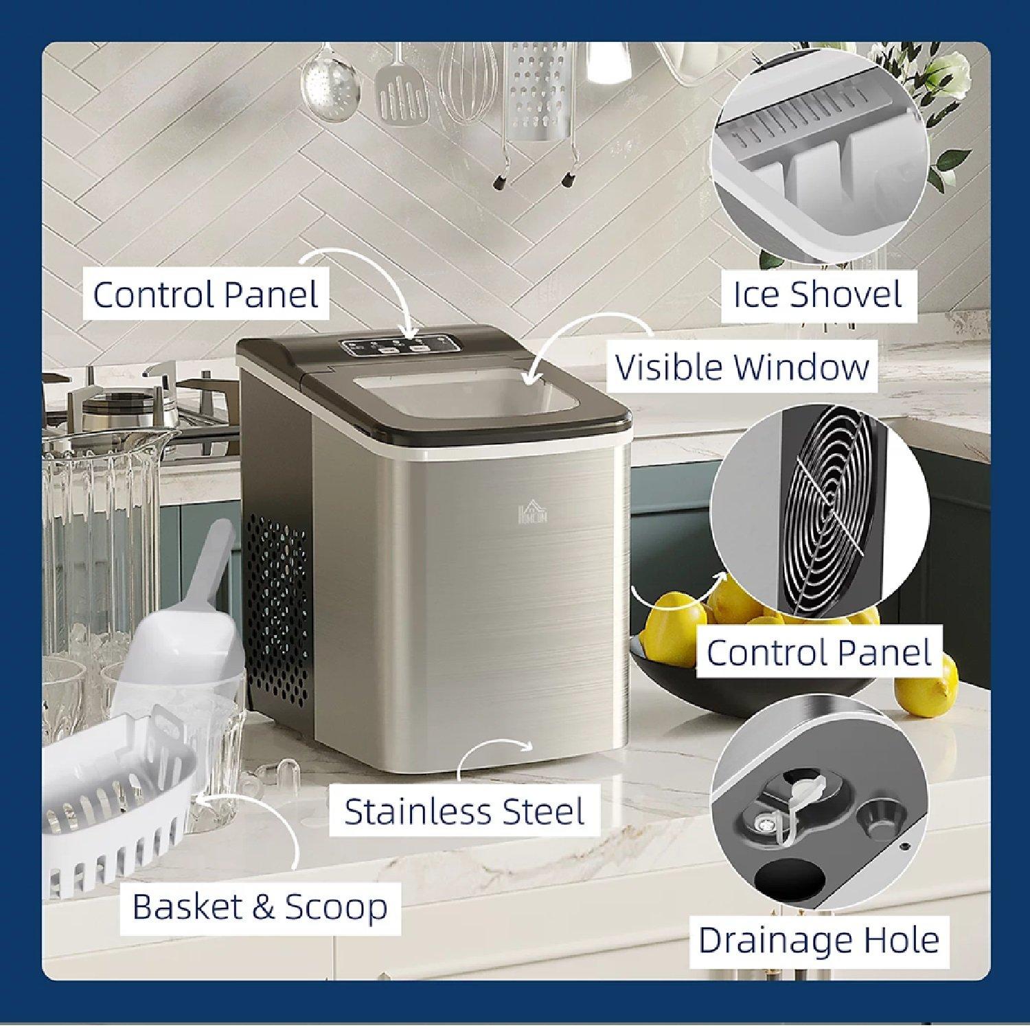 Silver - HOMCOM - Countertop Ice Maker Machine 12kg - 5