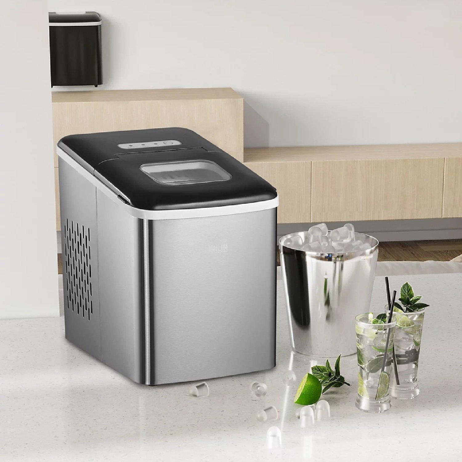 Silver - HOMCOM - Countertop Ice Maker Machine 12kg - 7