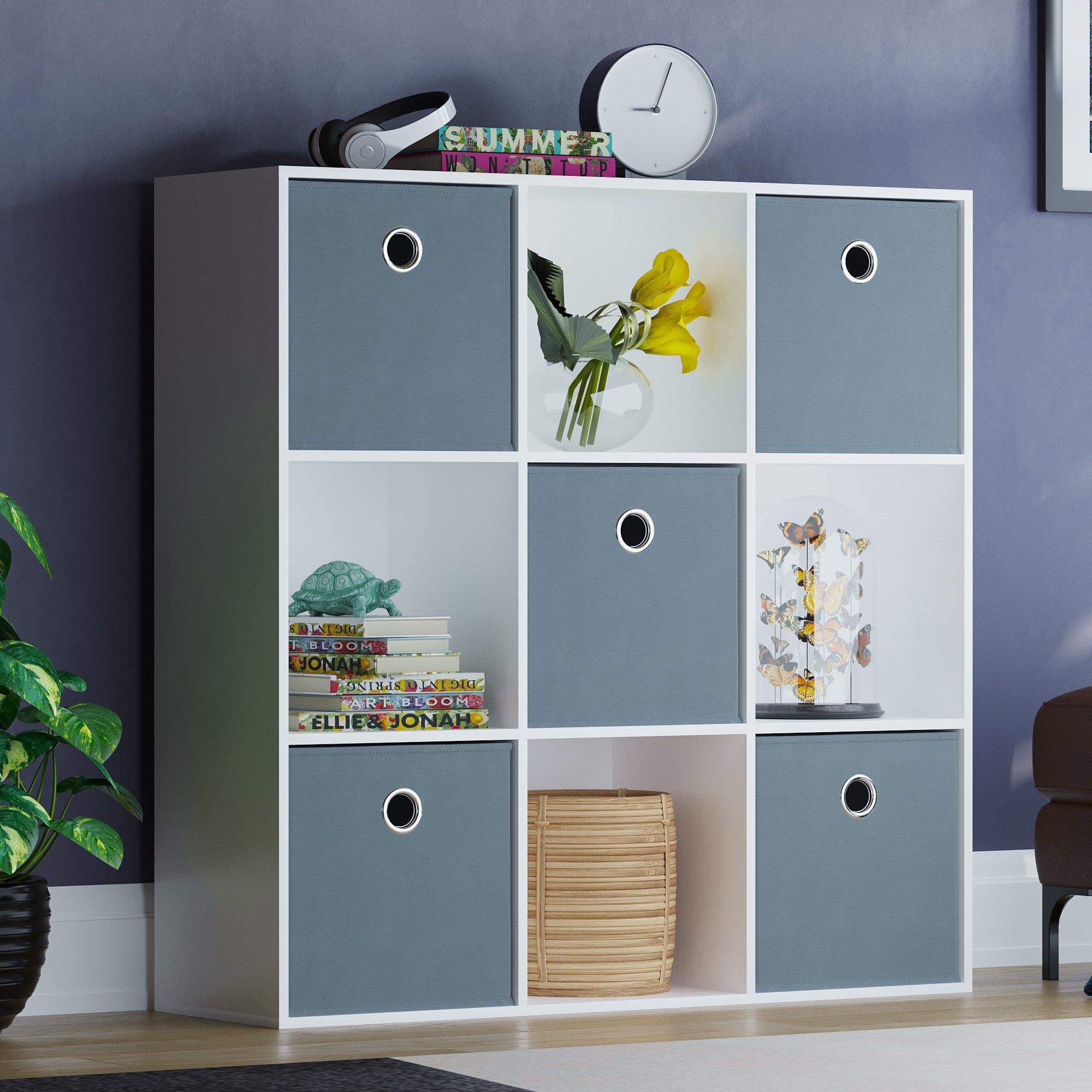 Grey - Lassic - 3x3 Cube Storage Unit (W) + Set of 5 Storage Cubes - 1