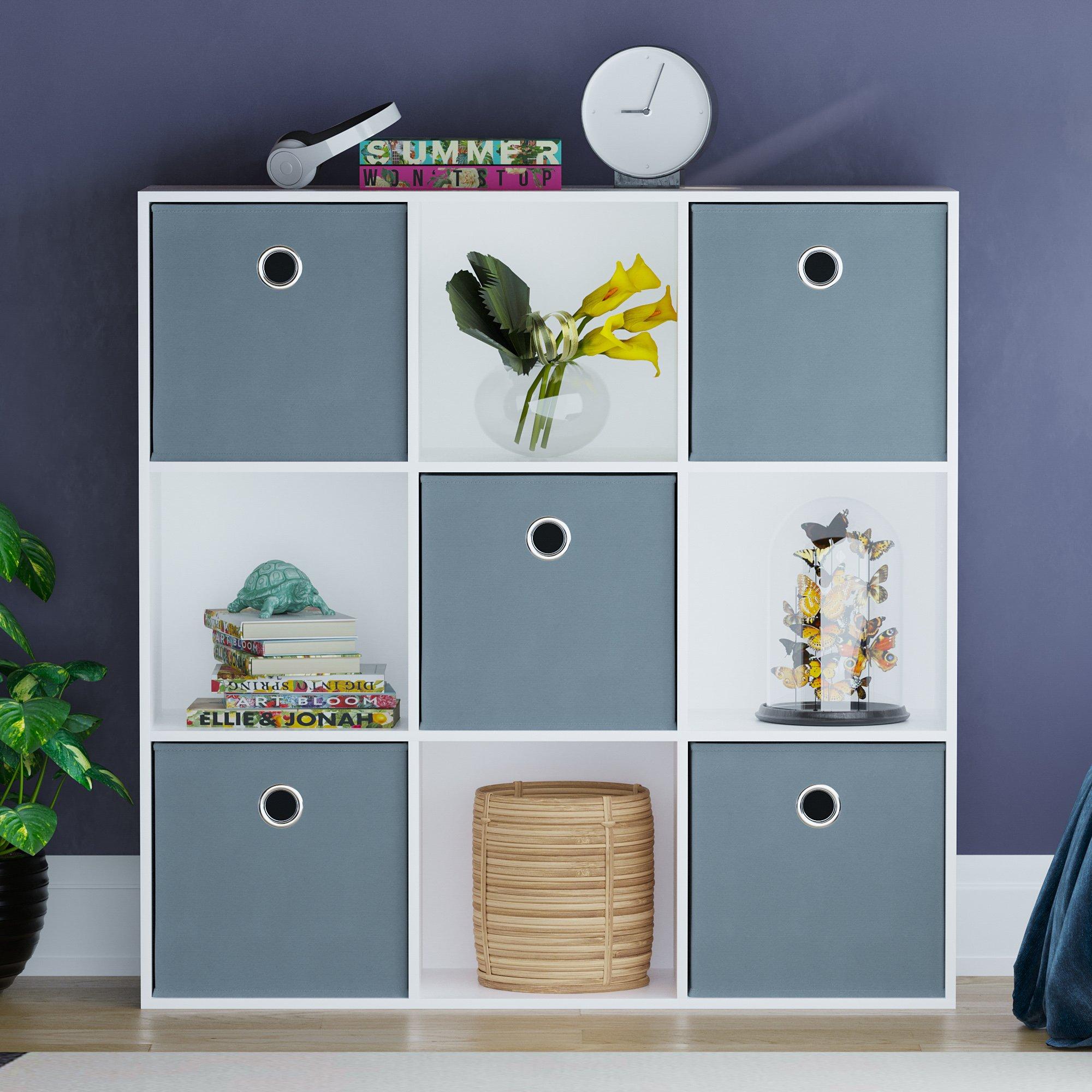 Grey - Lassic - 3x3 Cube Storage Unit (W) + Set of 5 Storage Cubes - 3
