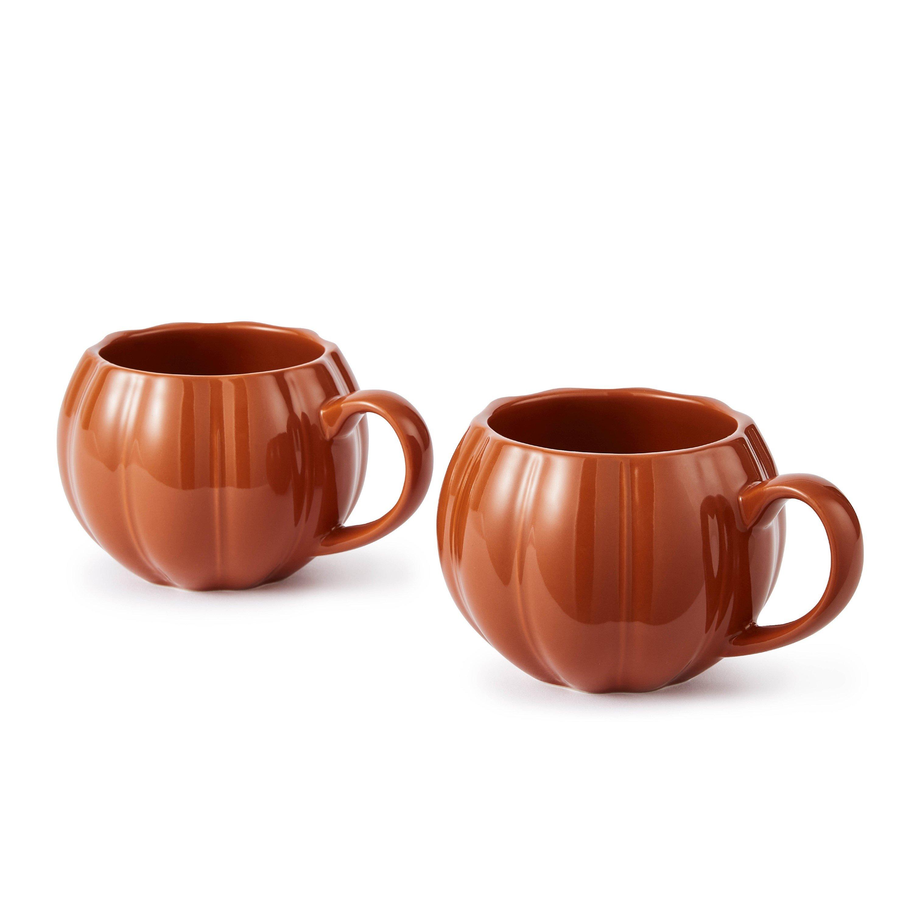 Tower Unisex Orange Set Of 2 Pumpkin Shaped Mugs, Smooth Glaze Interior, Wa976005ora - Image 3