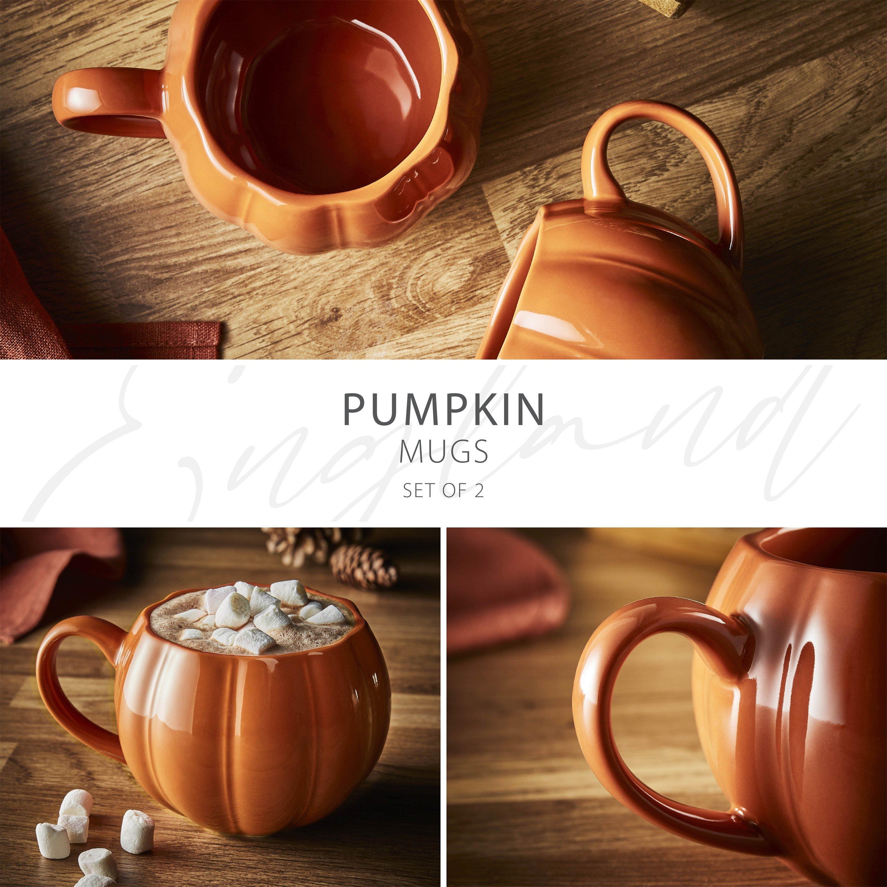 Orange - WADE - Wade Set of 2 Pumpkin Shaped Mugs with Smooth Glaze Interior 337ml Orange WA976005ORA - 2
