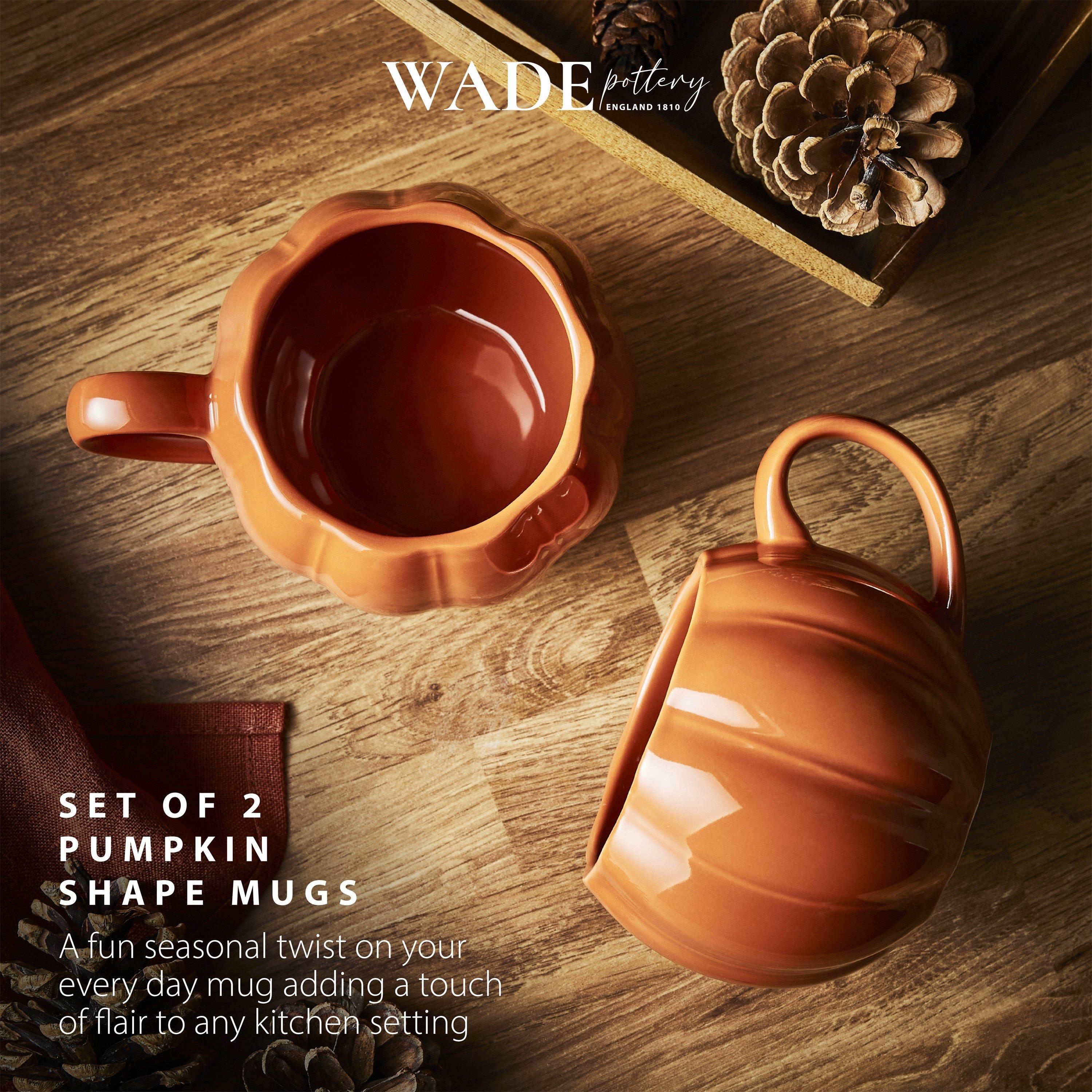 Orange - WADE - Wade Set of 2 Pumpkin Shaped Mugs with Smooth Glaze Interior 337ml Orange WA976005ORA - 3