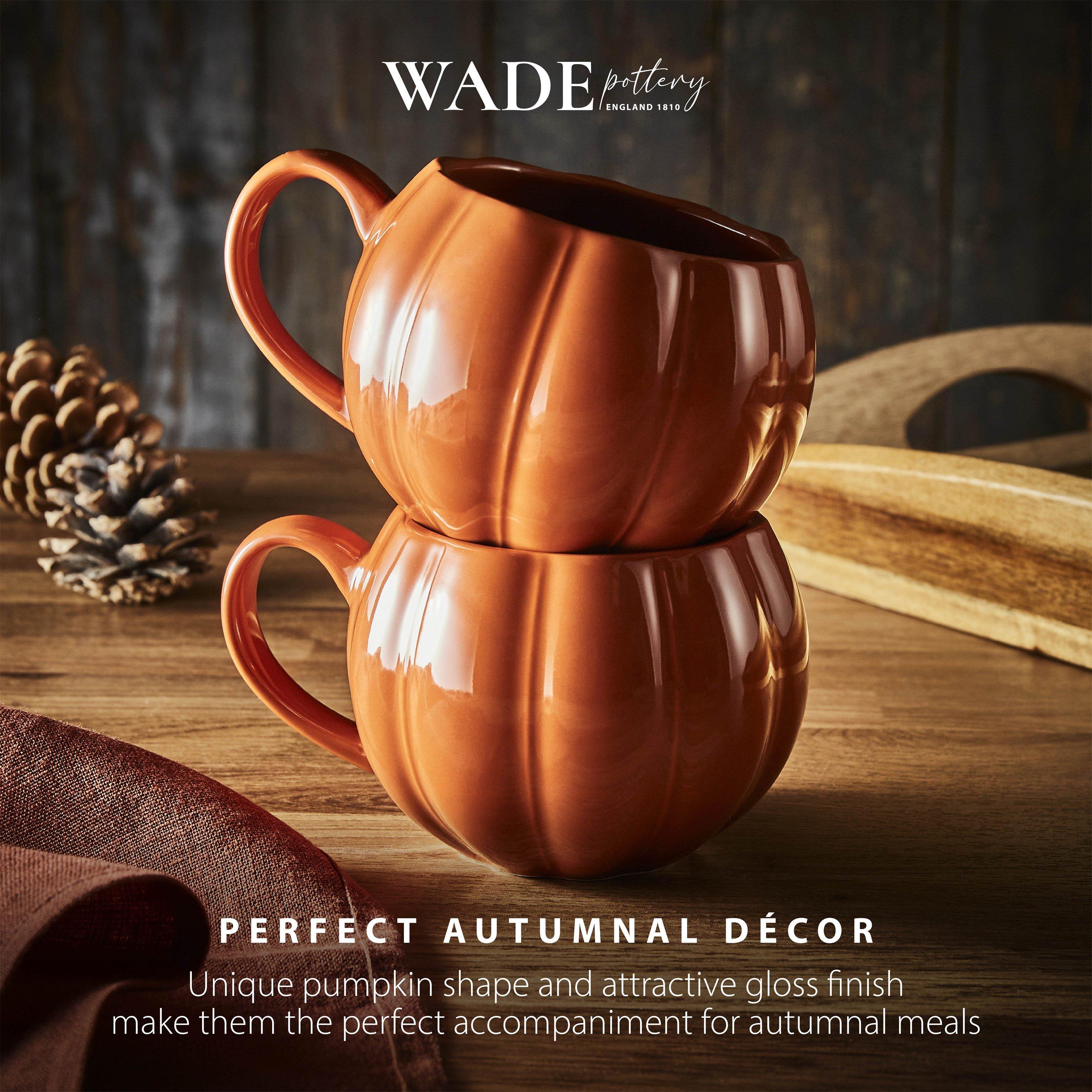 Orange - WADE - Wade Set of 2 Pumpkin Shaped Mugs with Smooth Glaze Interior 337ml Orange WA976005ORA - 5