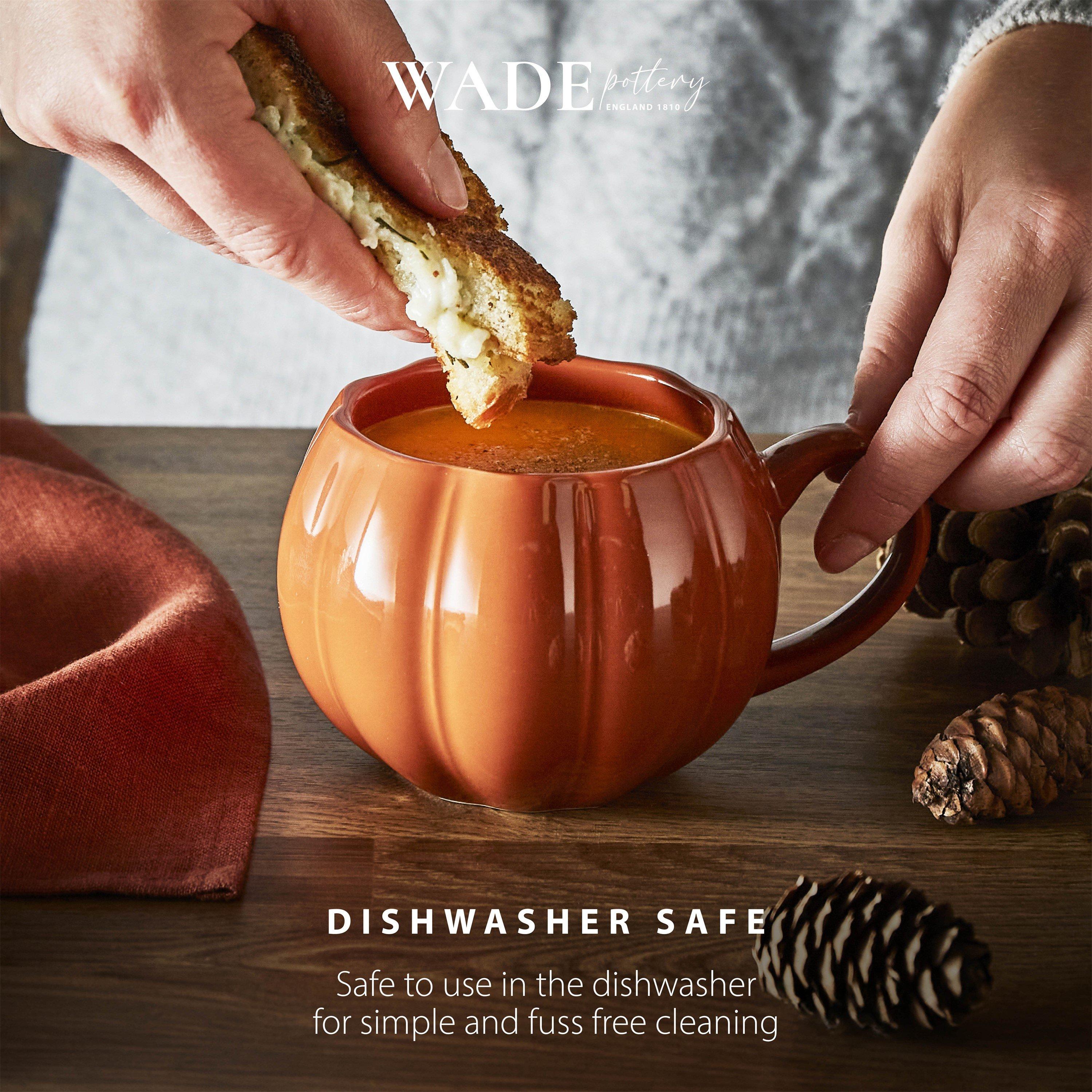 Orange - WADE - Wade Set of 2 Pumpkin Shaped Mugs with Smooth Glaze Interior 337ml Orange WA976005ORA - 7
