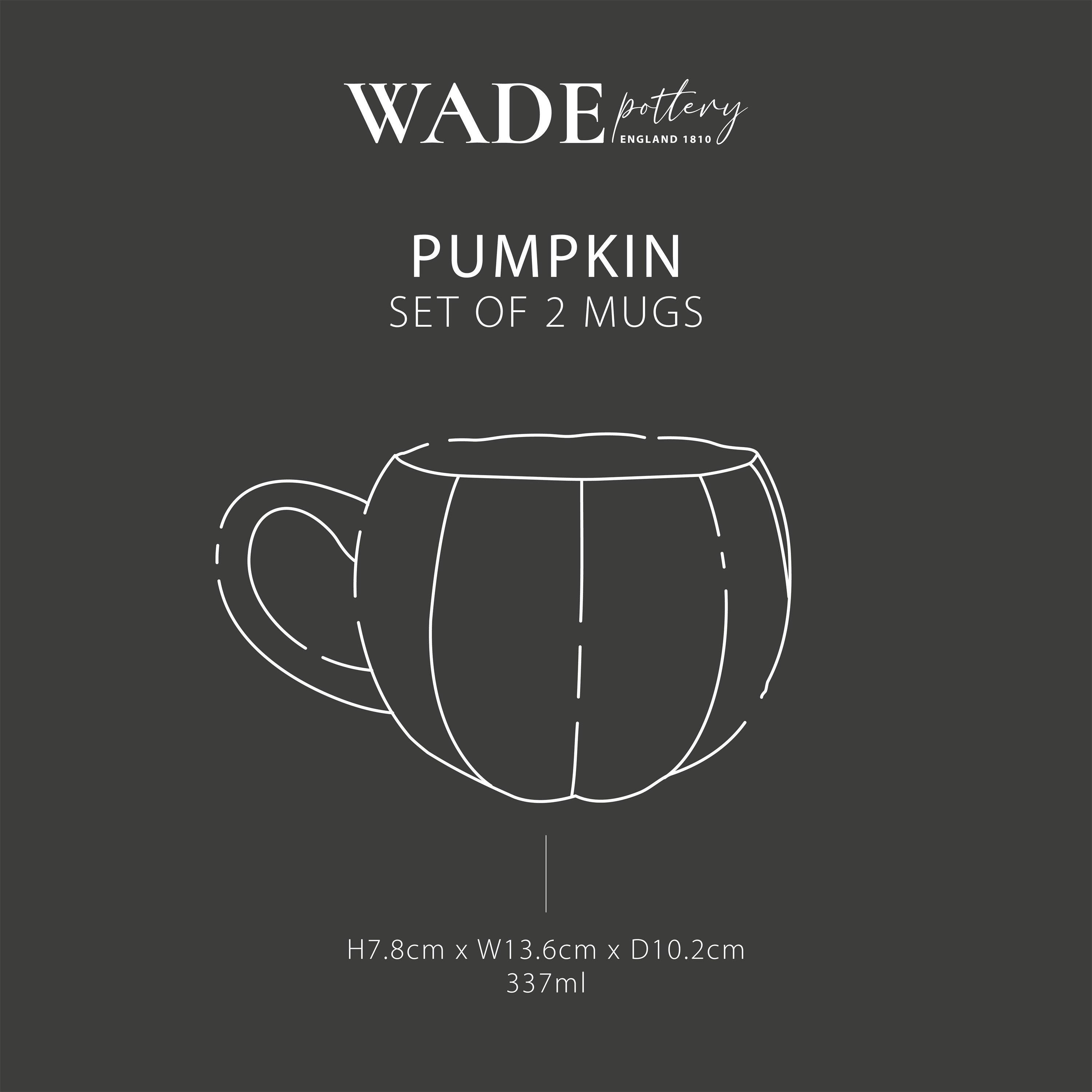 Orange - WADE - Wade Set of 2 Pumpkin Shaped Mugs with Smooth Glaze Interior 337ml Orange WA976005ORA - 10