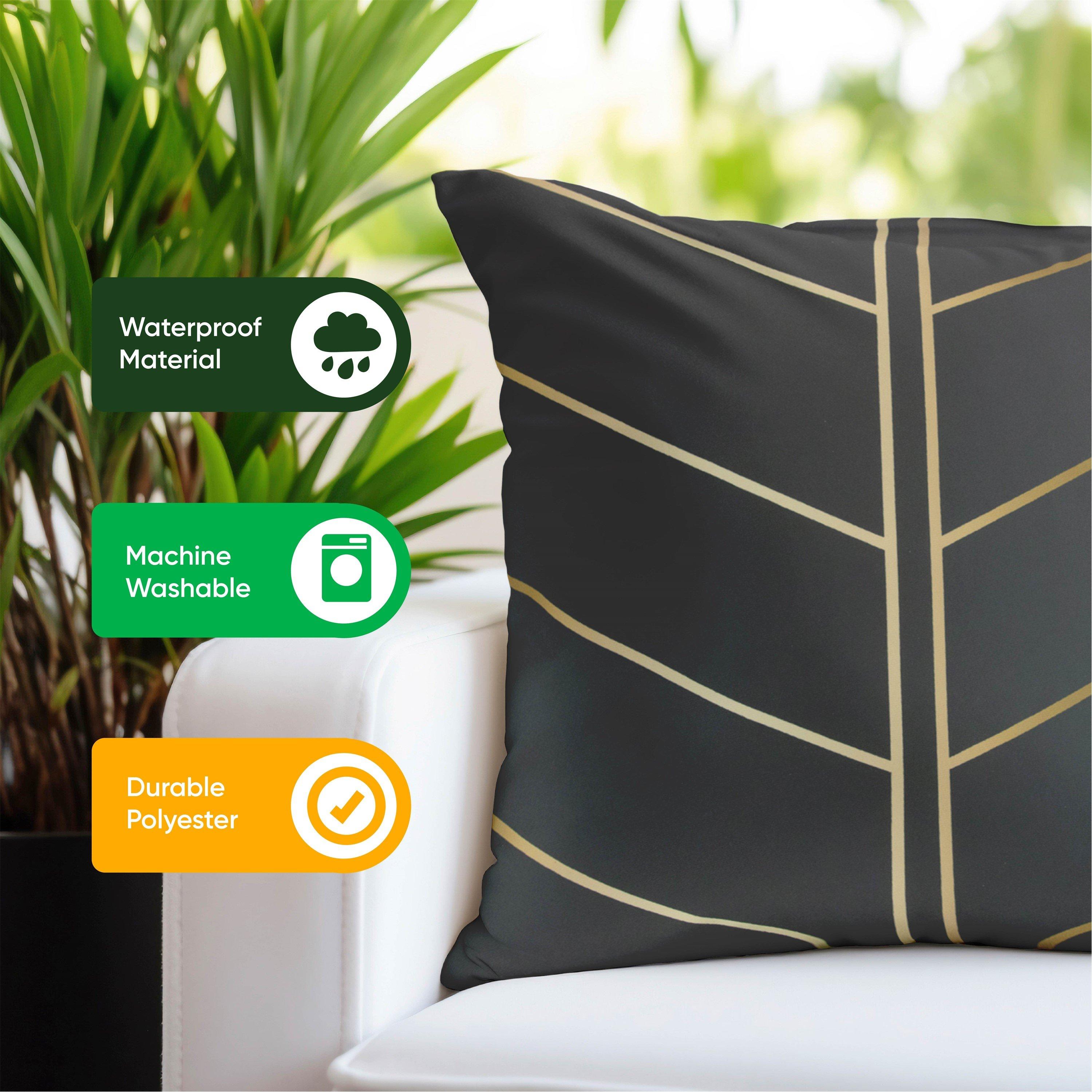 Black/Gold - Streetwize - Outdoor Scatter Cushions - Gold Palm - 5