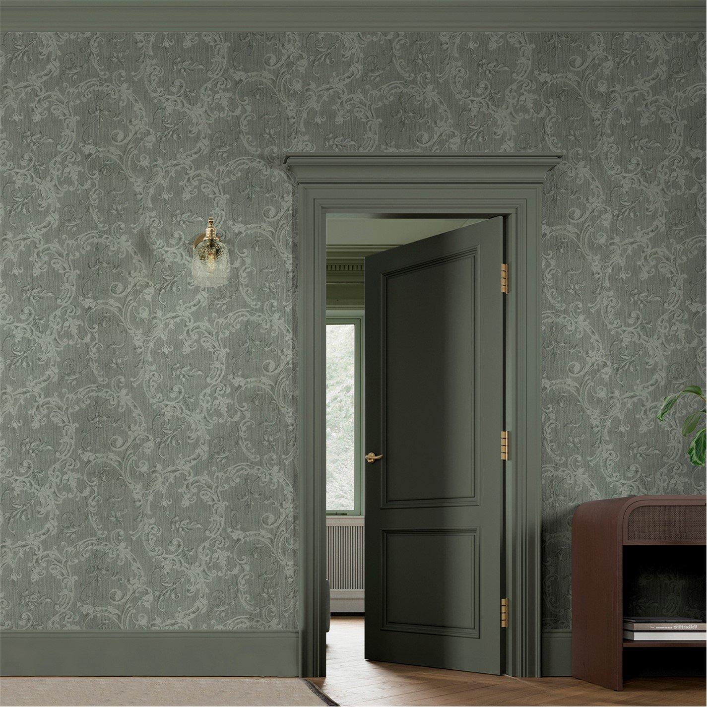 Green - Boutique - Florentine Laurel Wallpaper - 1
