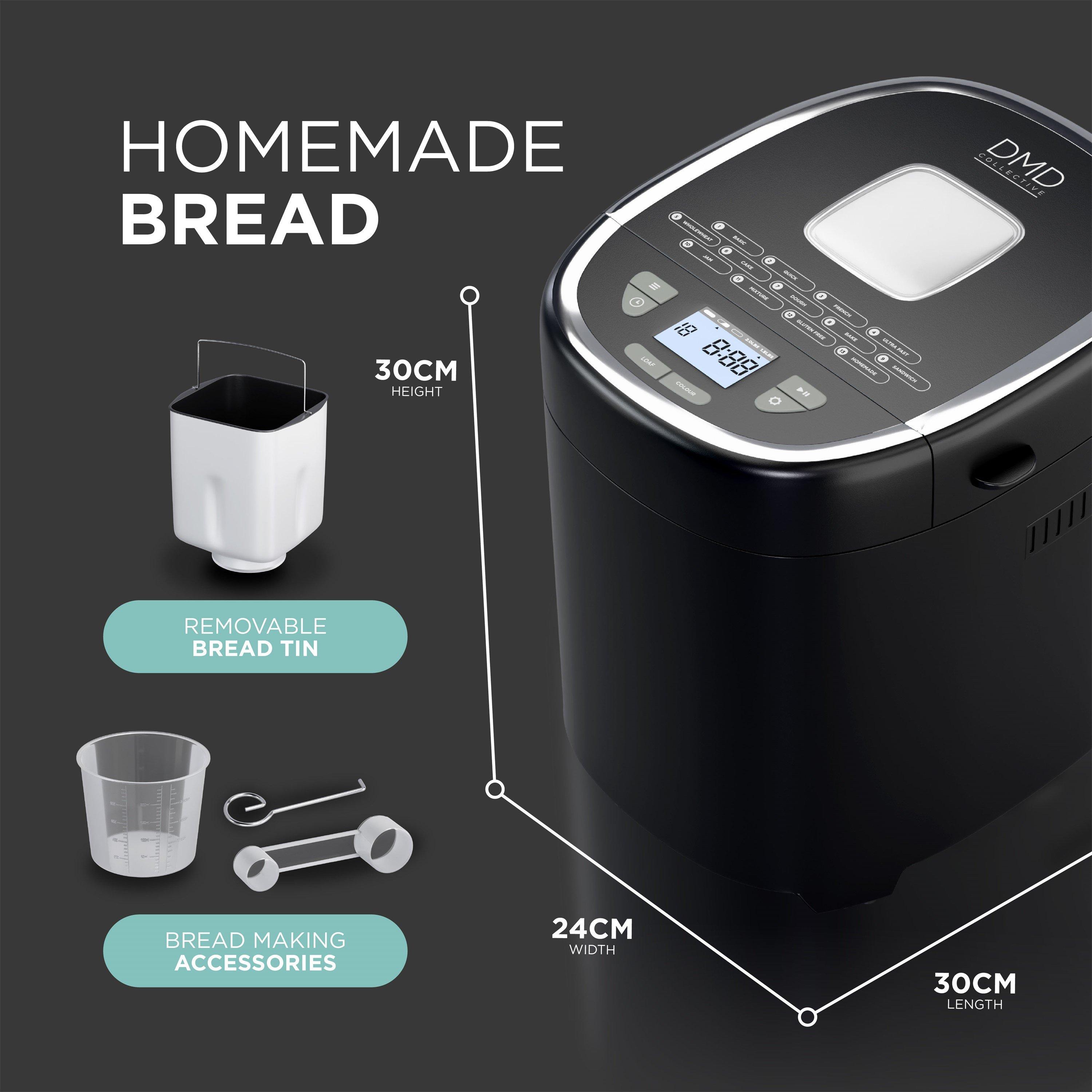 Black - DMD Collective - 17-in-1 Bread Maker, 2lb Bread Machine - 3