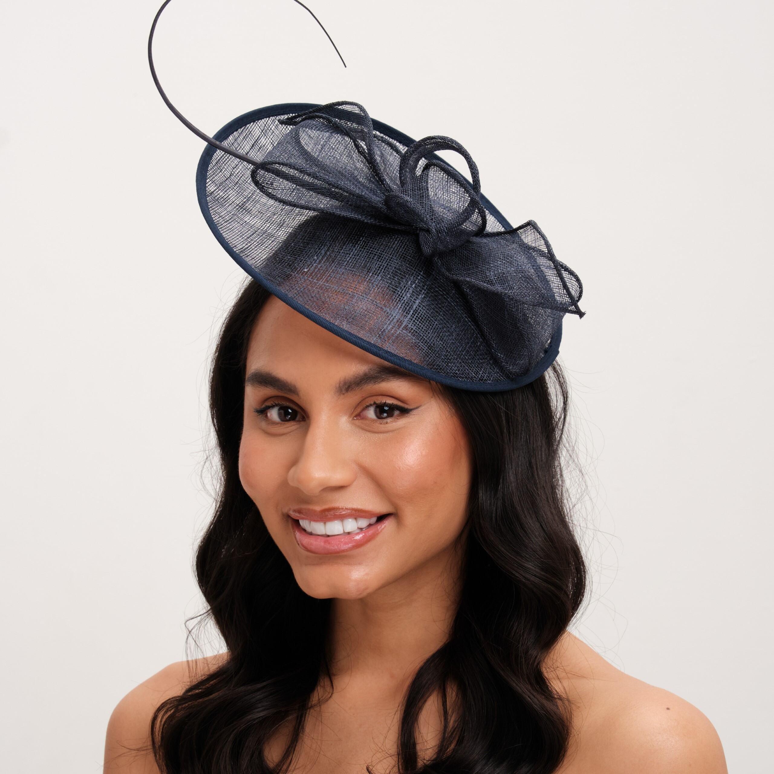 Blue - Jon Richard - Navy Woven Bow Fascinator - 2