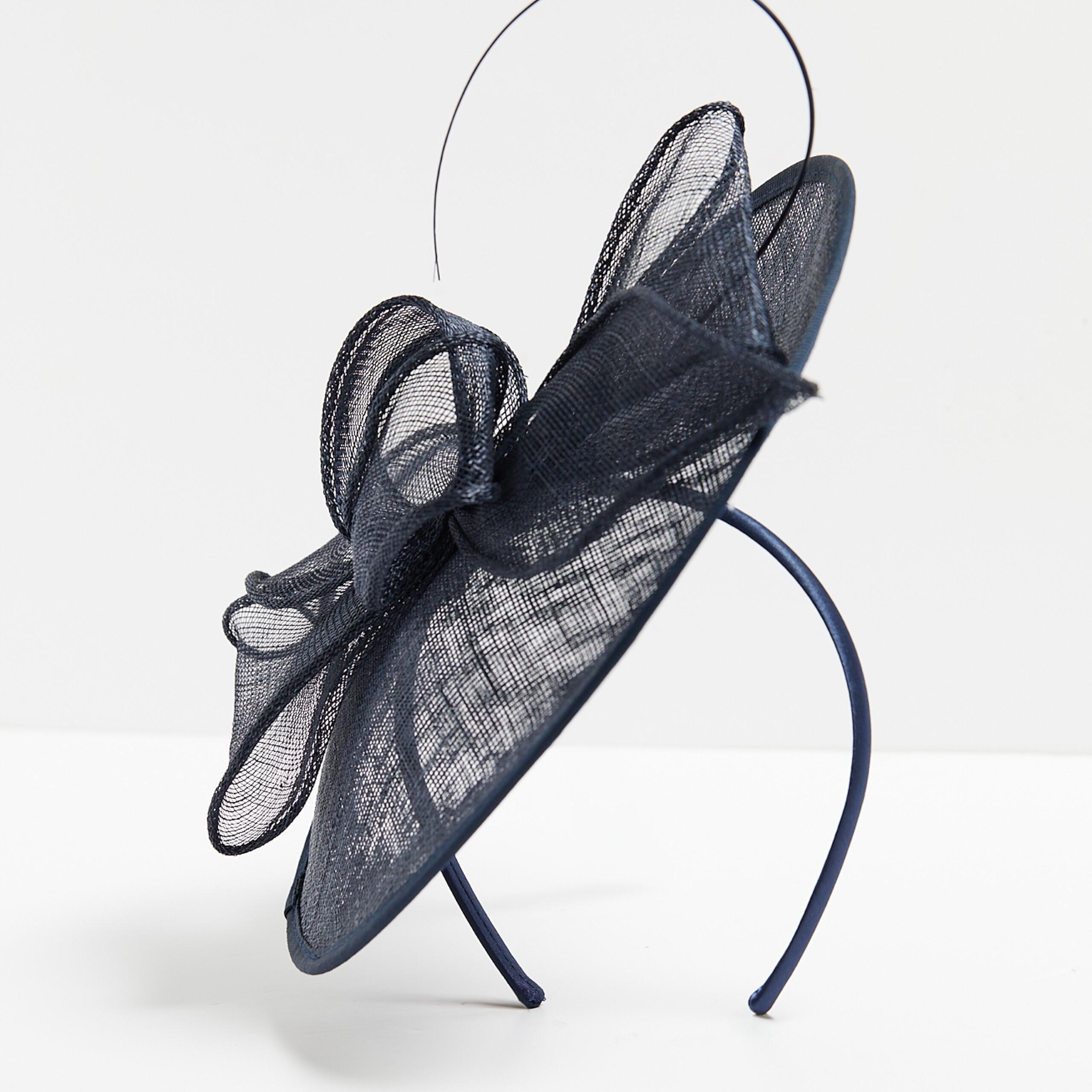 Blue - Jon Richard - Navy Woven Bow Fascinator - 5