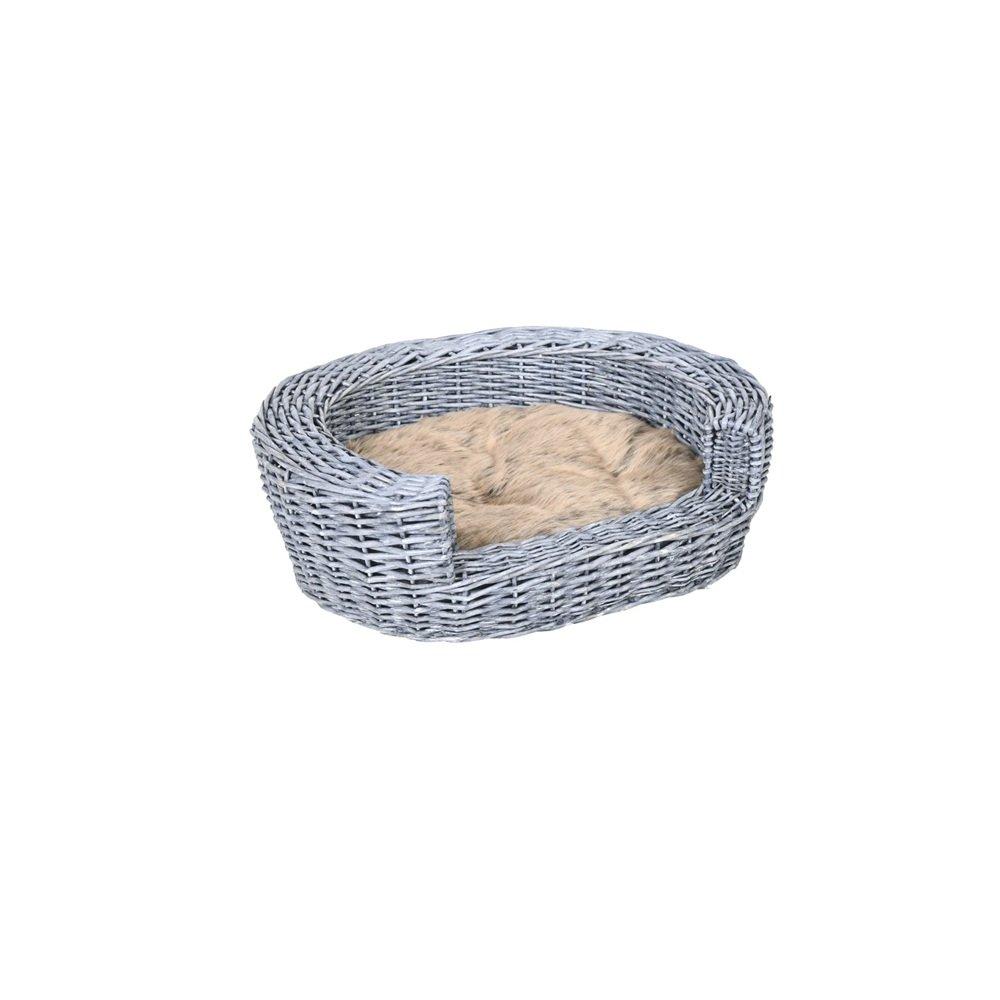 Grey - PawHut - PawHut Wicker Pet Bed Willow Pet Basket - 2