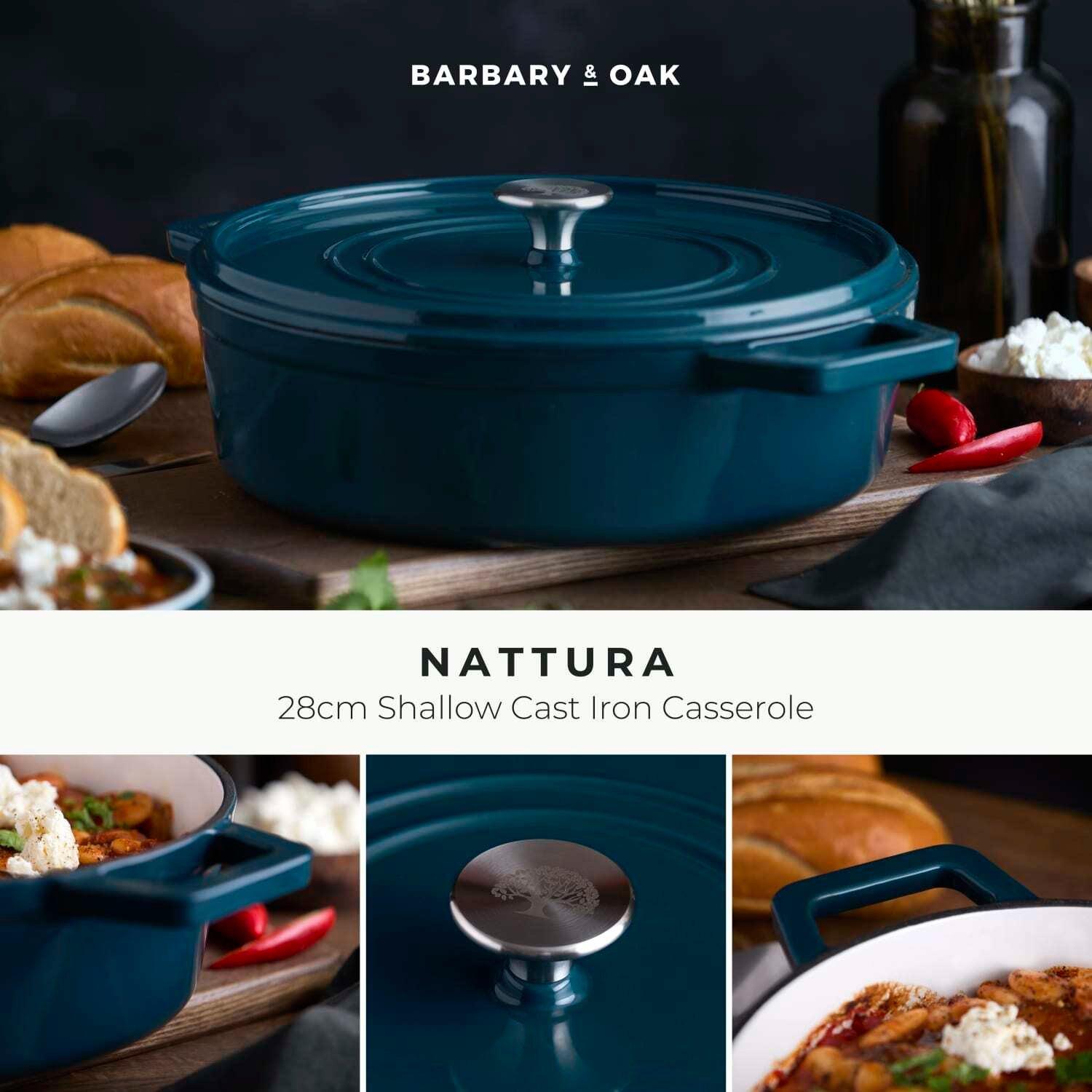 Agave - Barbary And Oak - Nattura 28cm/3.8L Shallow Cast Iron Casserole Dish  Agave - 2