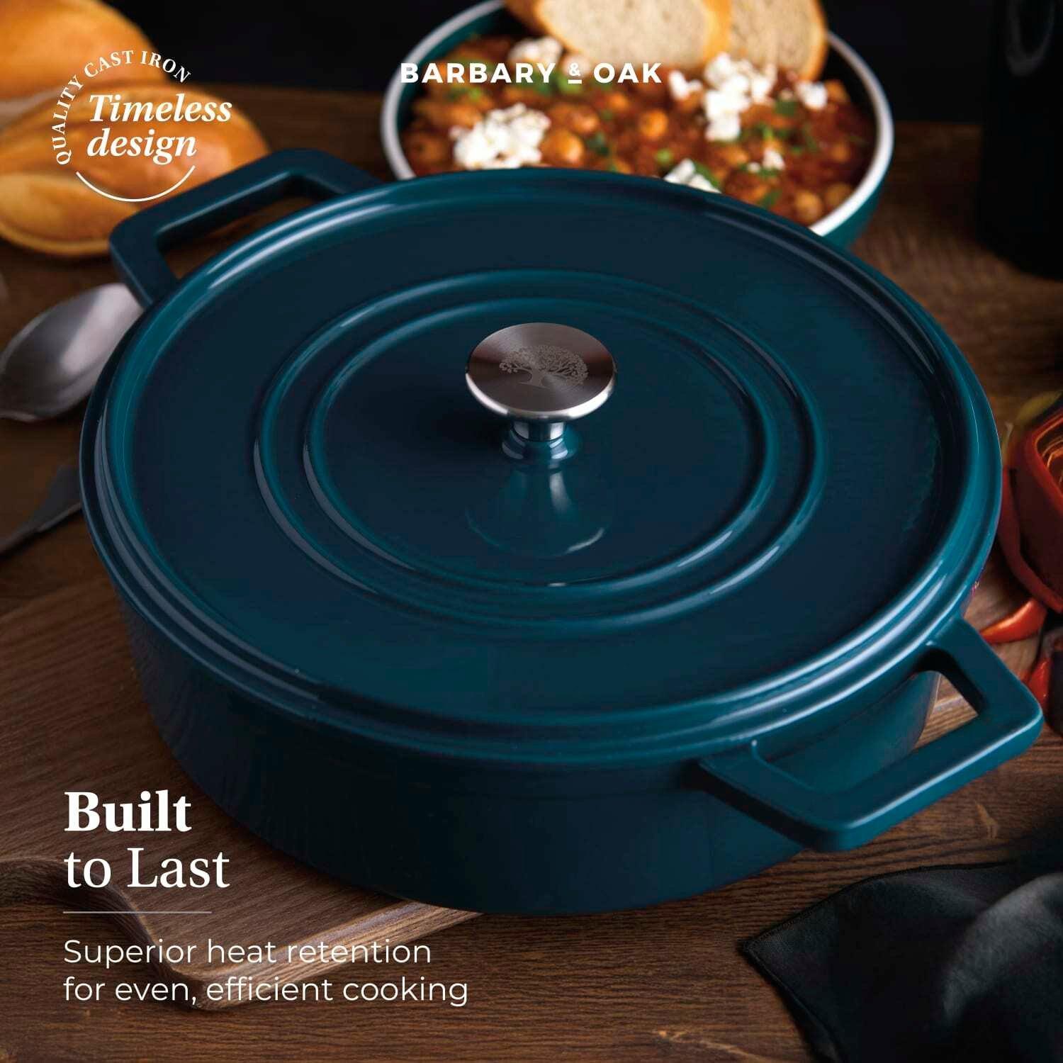 Agave - Barbary And Oak - Nattura 28cm/3.8L Shallow Cast Iron Casserole Dish  Agave - 3