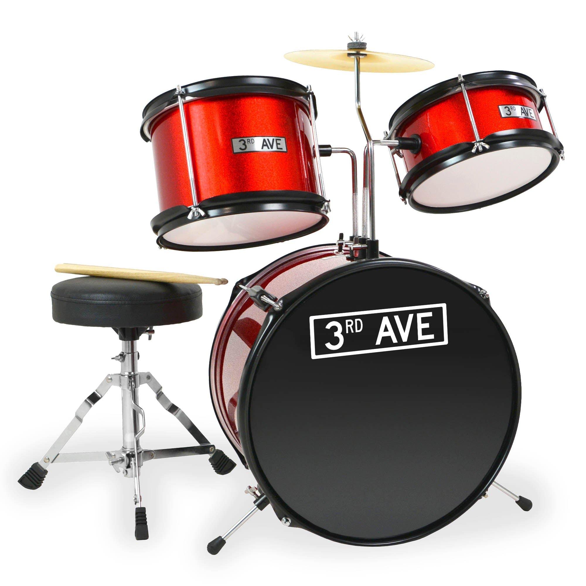 3Rd Avenue  3 Piece Junior Drum Kit - Red - 3-Piece