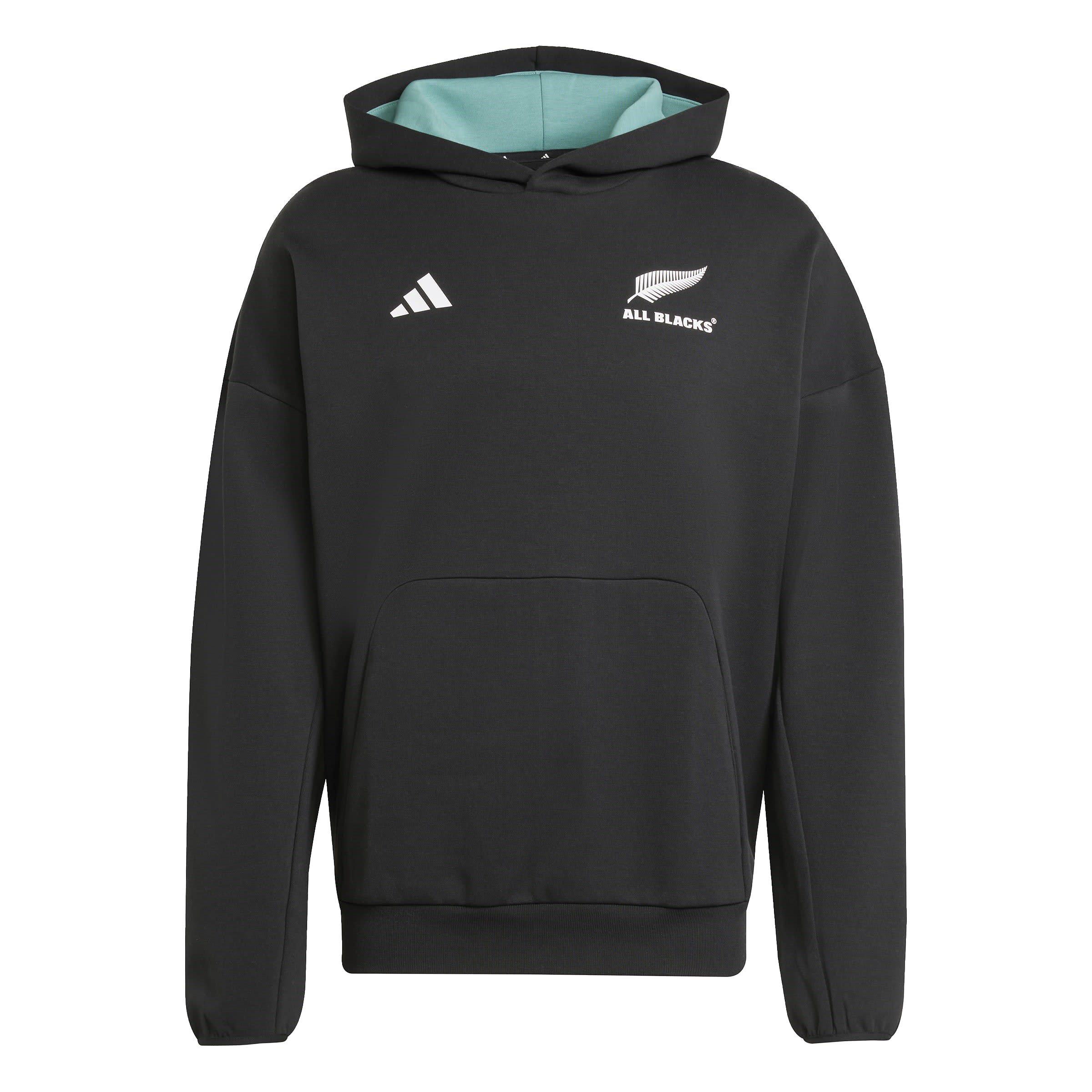 All Black - adidas - Men's All Blacks Cotton Long Sleeve Hooded Performance Rugby Jacket - 1