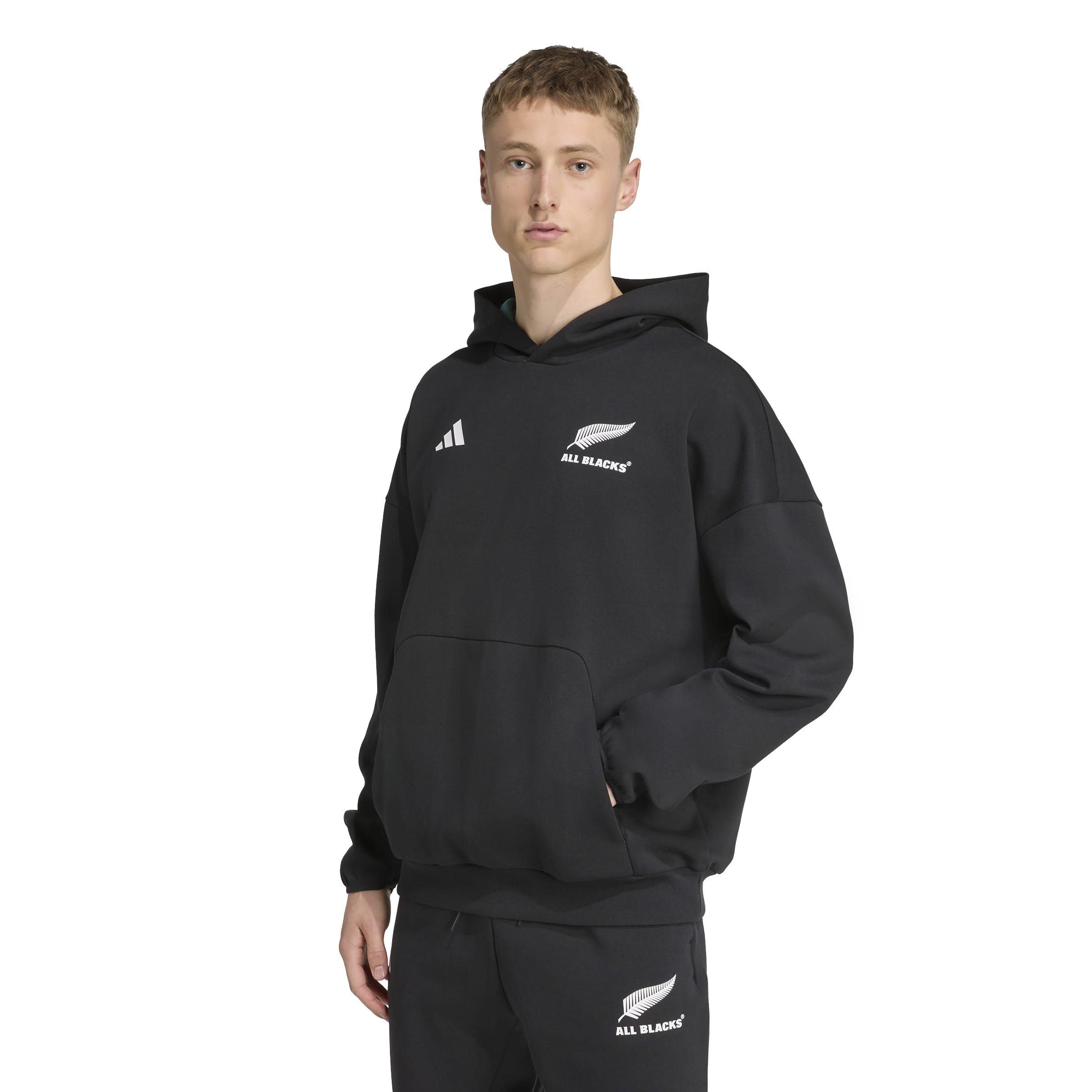 ALLE ZWARTEN - adidas - All Blacks Cotton Long Sleeve Hooded Performance Rugby Jacket - 2