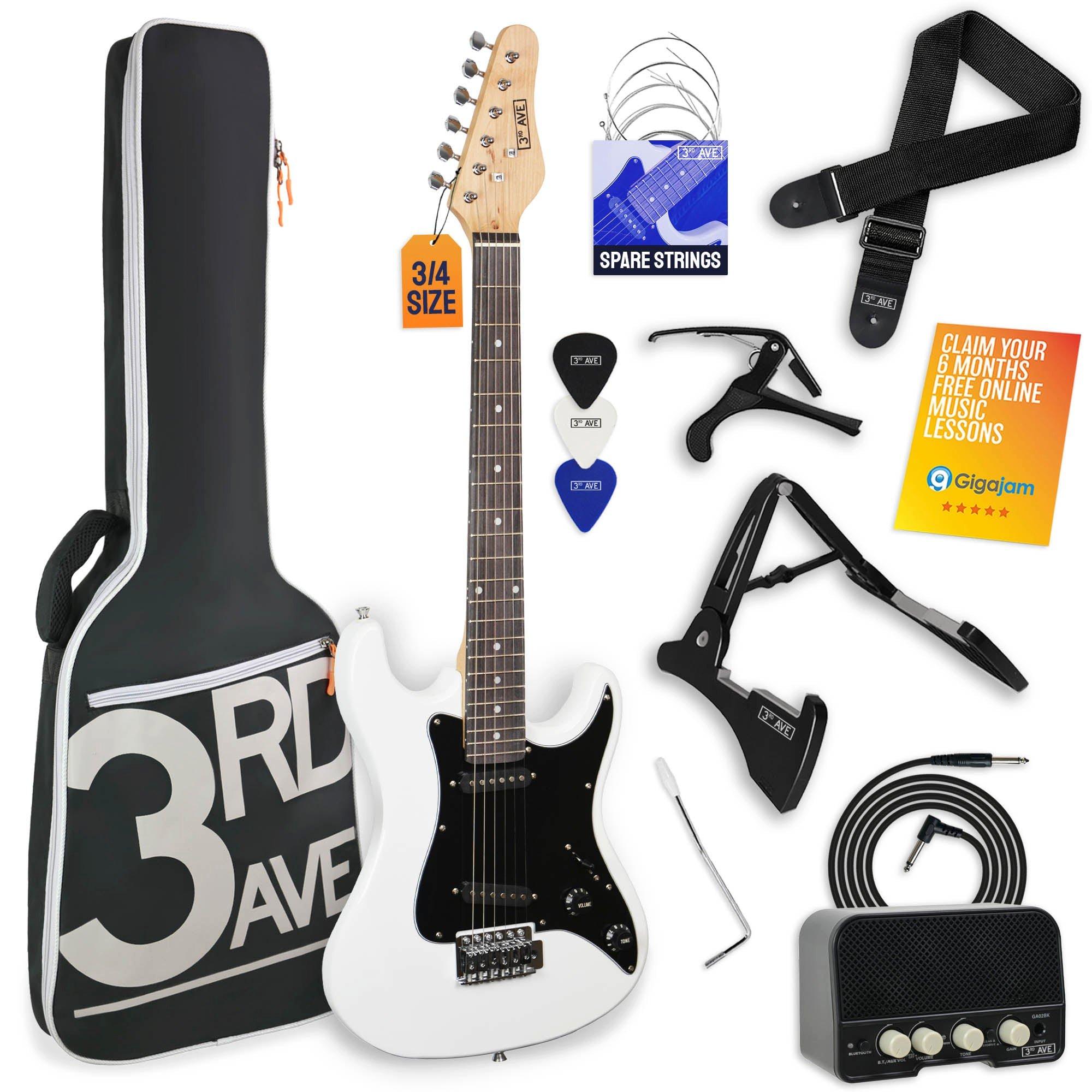 3Rd Avenue 3/4 Size Electric Guitar Pack With Amp - White - 3/4 Size