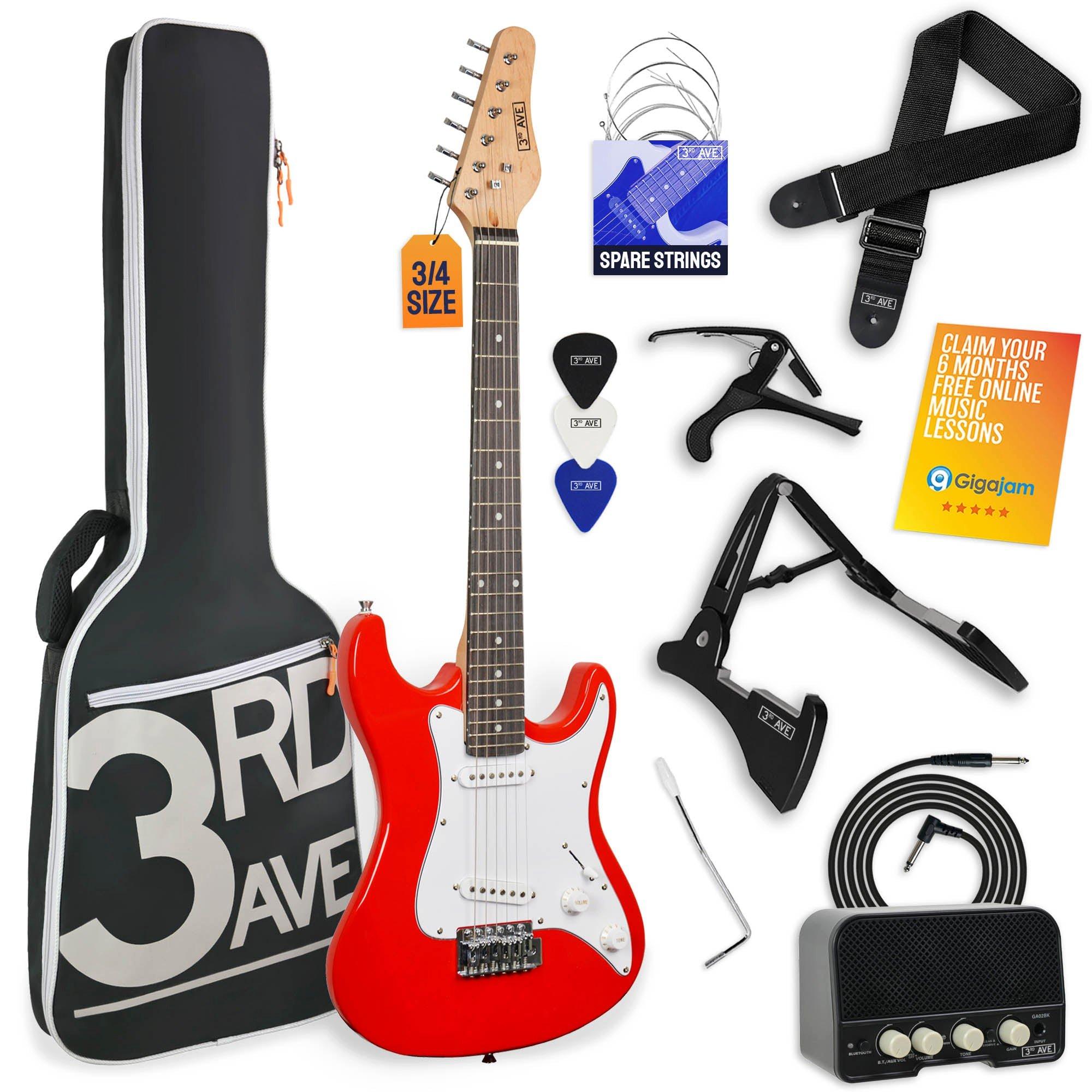 Red - 3rd Avenue - 3/4 Size Electric Guitar Pack with Amp - 1