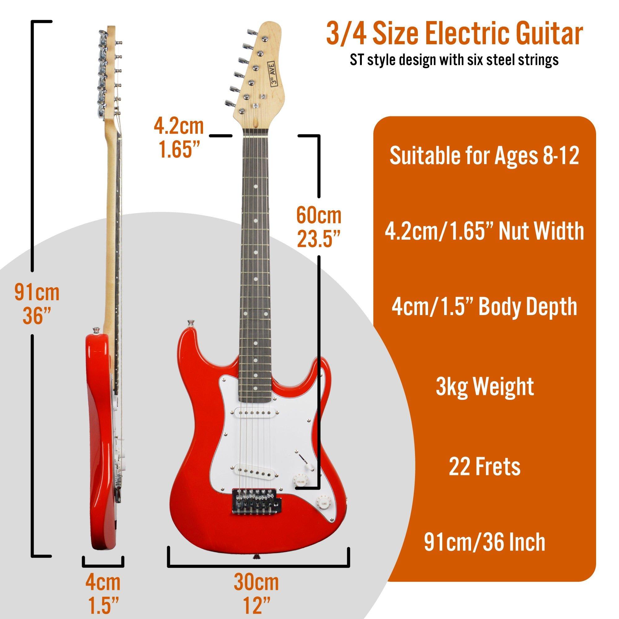 Red - 3rd Avenue - 3/4 Size Electric Guitar Pack with Amp - 2