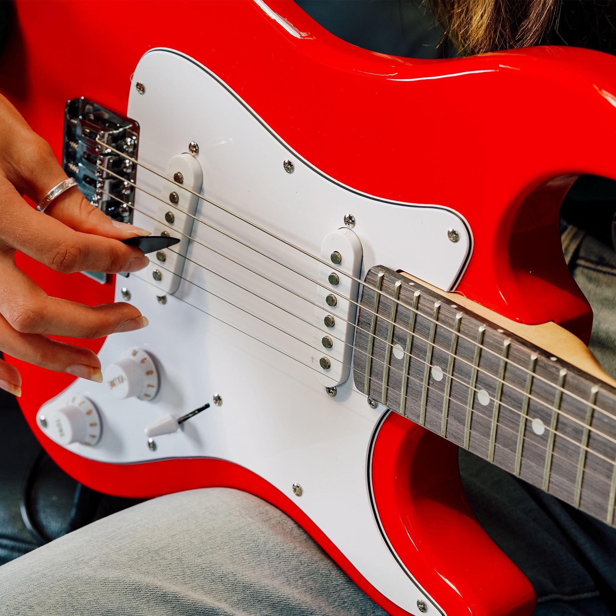 Red - 3rd Avenue - 3/4 Size Electric Guitar Pack with Amp - 6