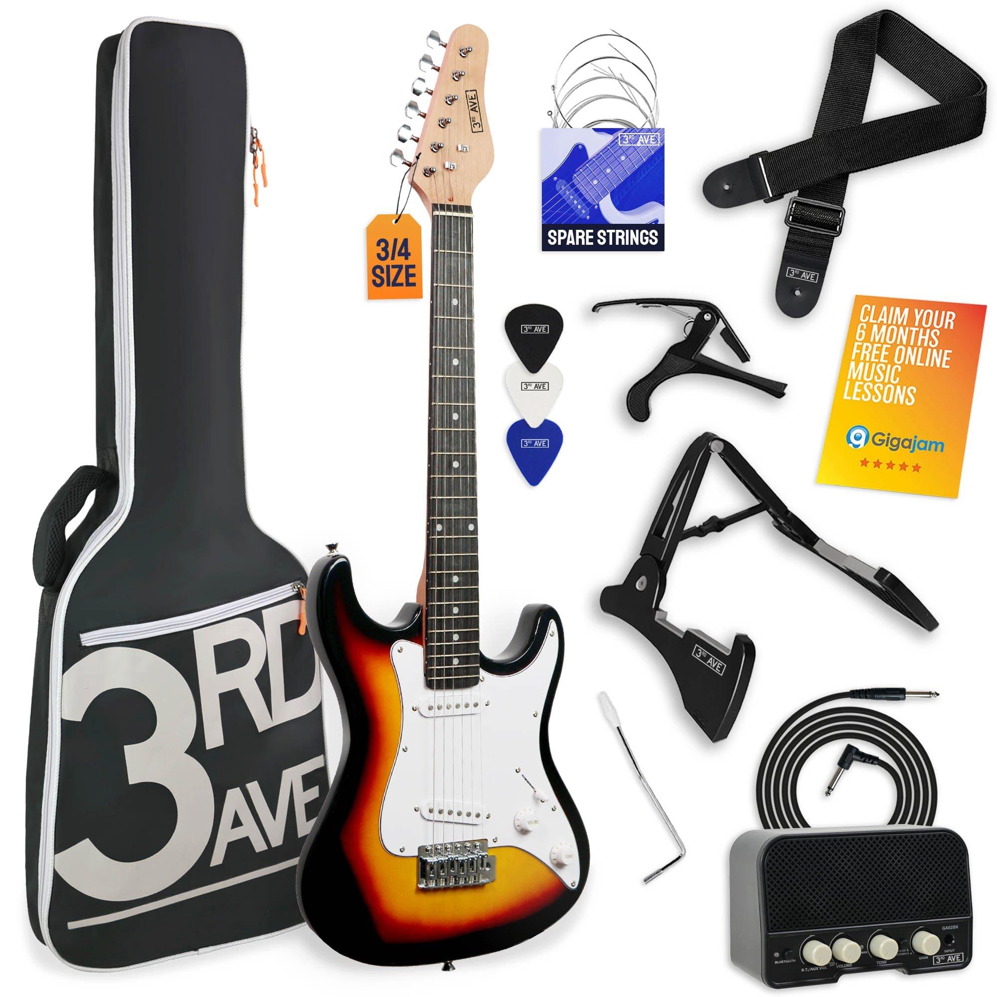 Sunburst - 3rd Avenue - three quarter Size Electric Guitar Pack with Amp - 1