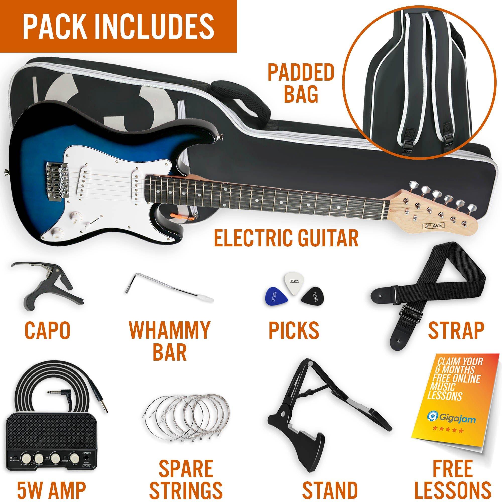 Blueburst - 3rd Avenue - 3/4 Size Electric Guitar Pack with Amp - 3