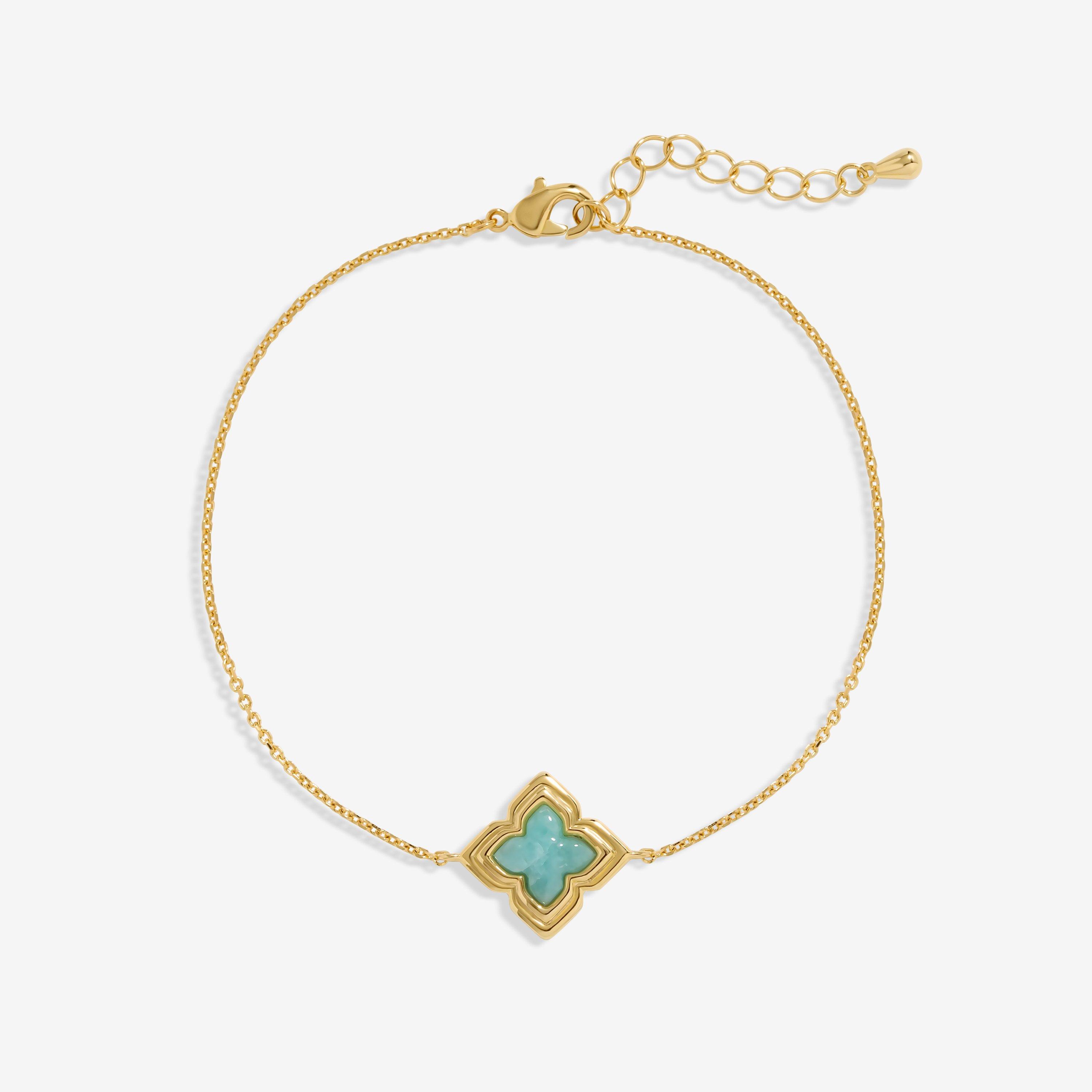 Gold - Inicio - Gold Plated Aquamarine Bracelet - Gift Pouch - 1