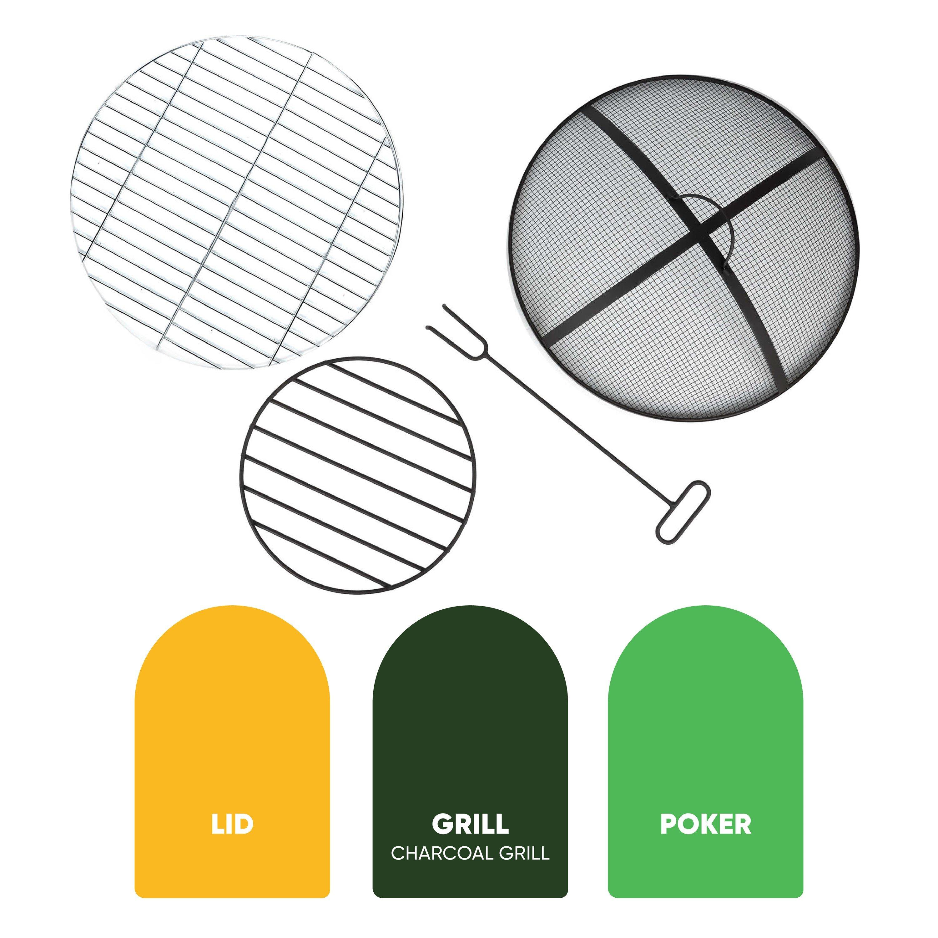 Grey - Streetwize - Round Firepit with Log Storage - 4