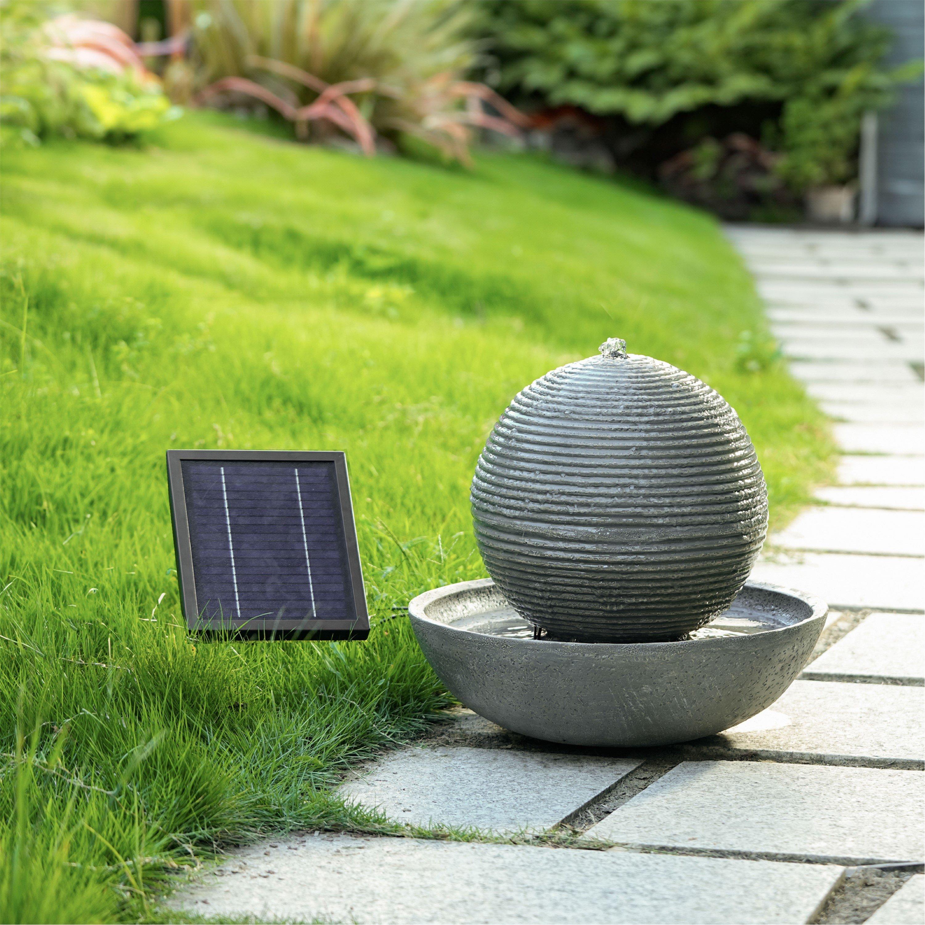 Grey - Streetwize - Solar Ball Water Feature With Battery Back-up - 1
