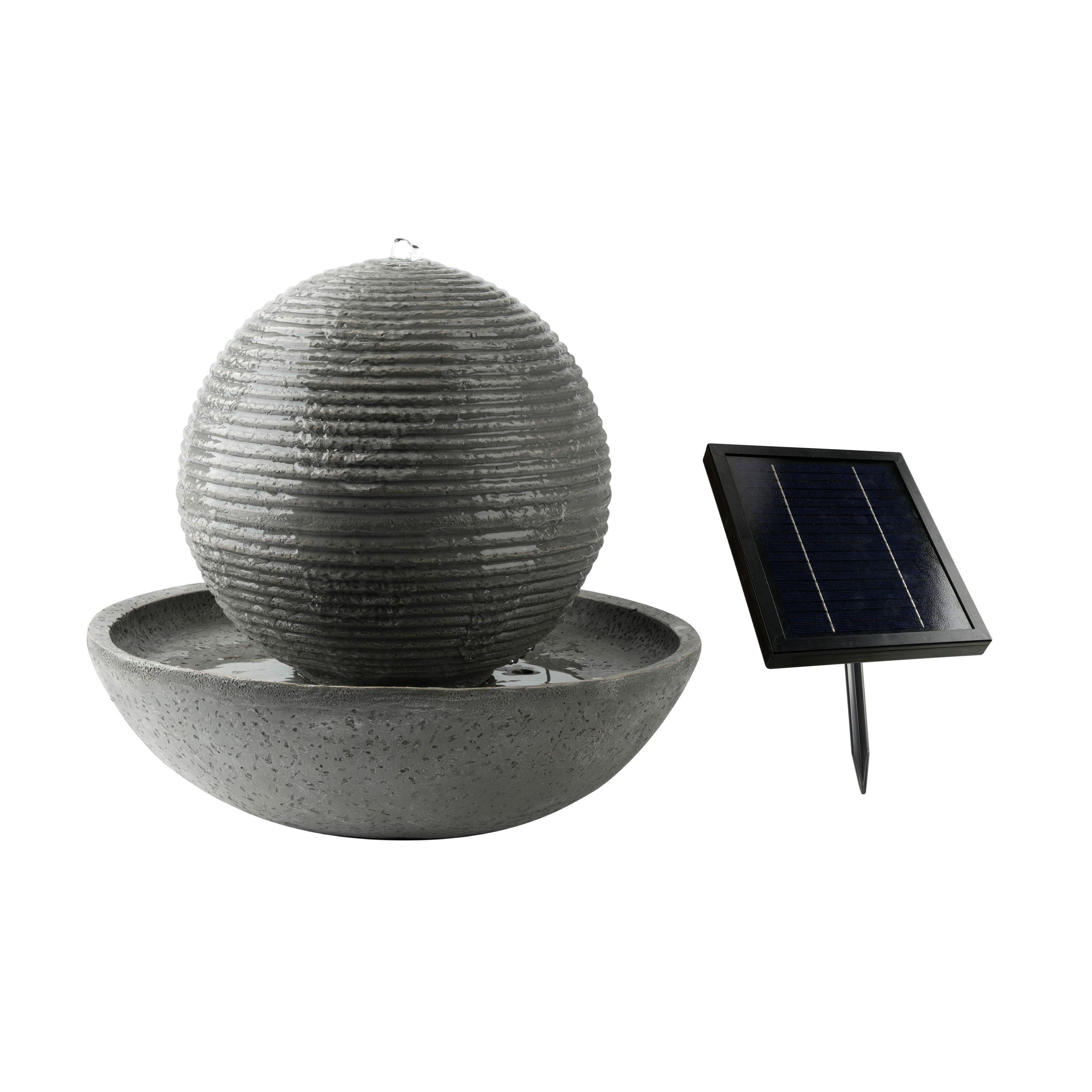 Grey - Streetwize - Solar Ball Water Feature With Battery Back-up - 2