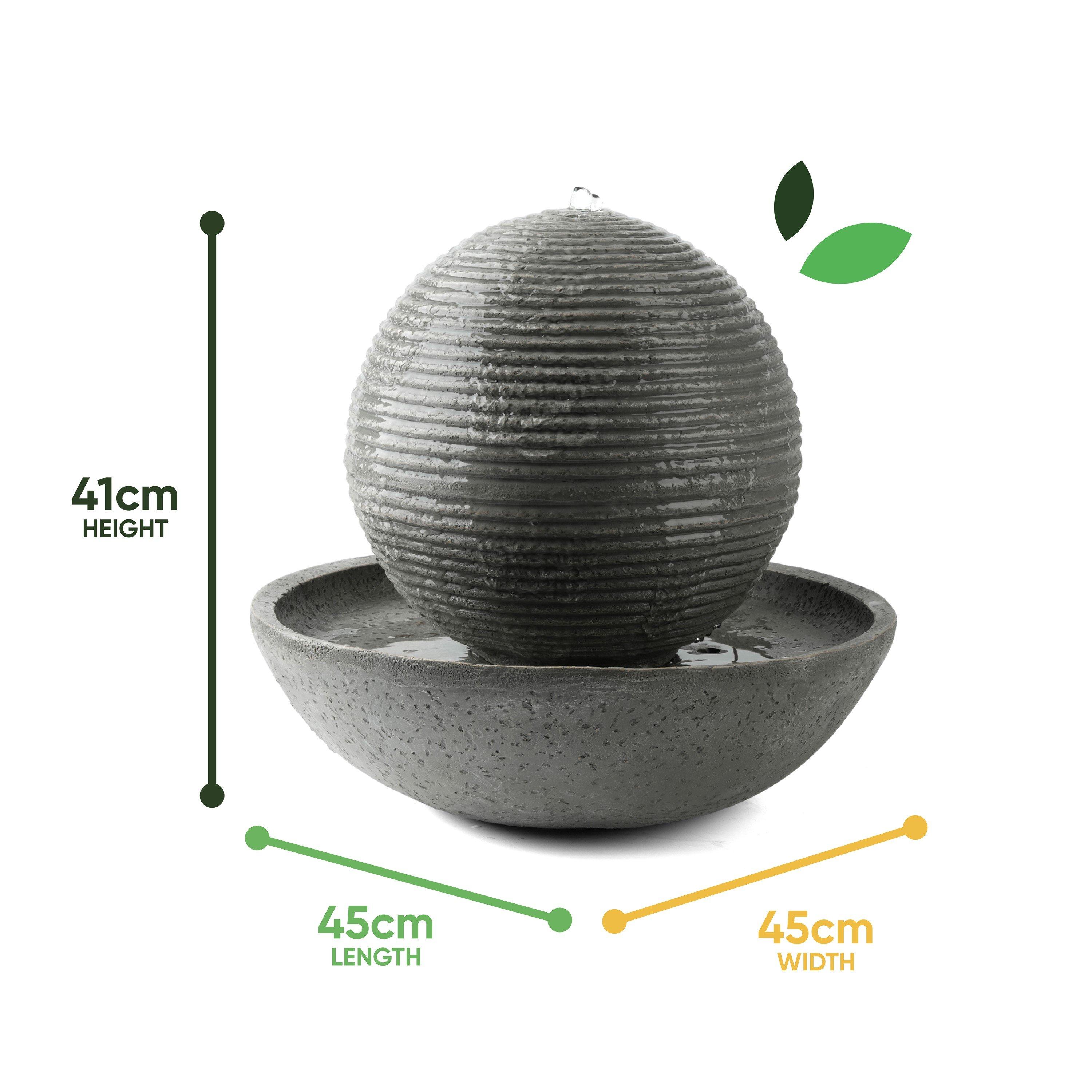 Grey - Streetwize - Solar Ball Water Feature With Battery Back-up - 3