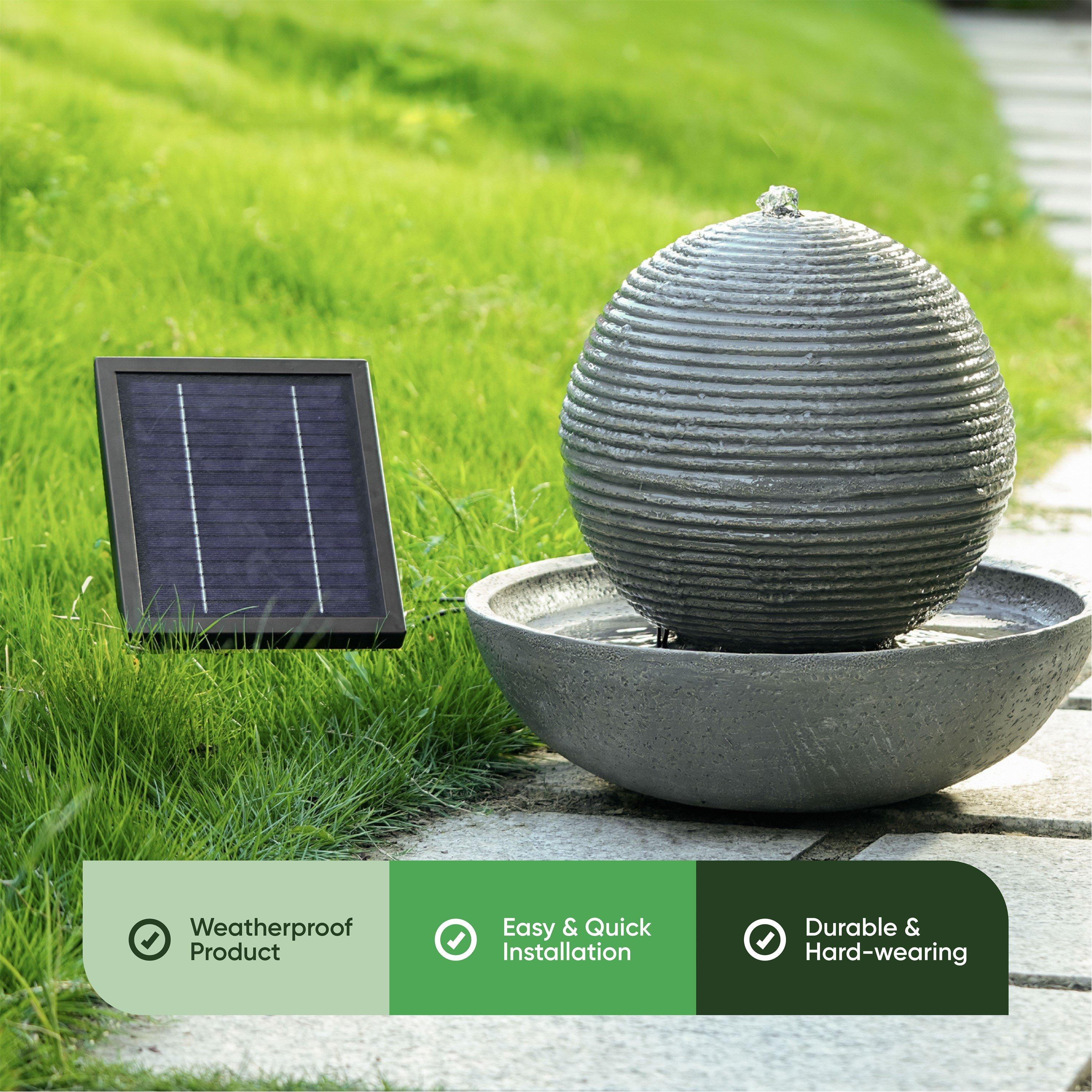 Grey - Streetwize - Solar Ball Water Feature With Battery Back-up - 4