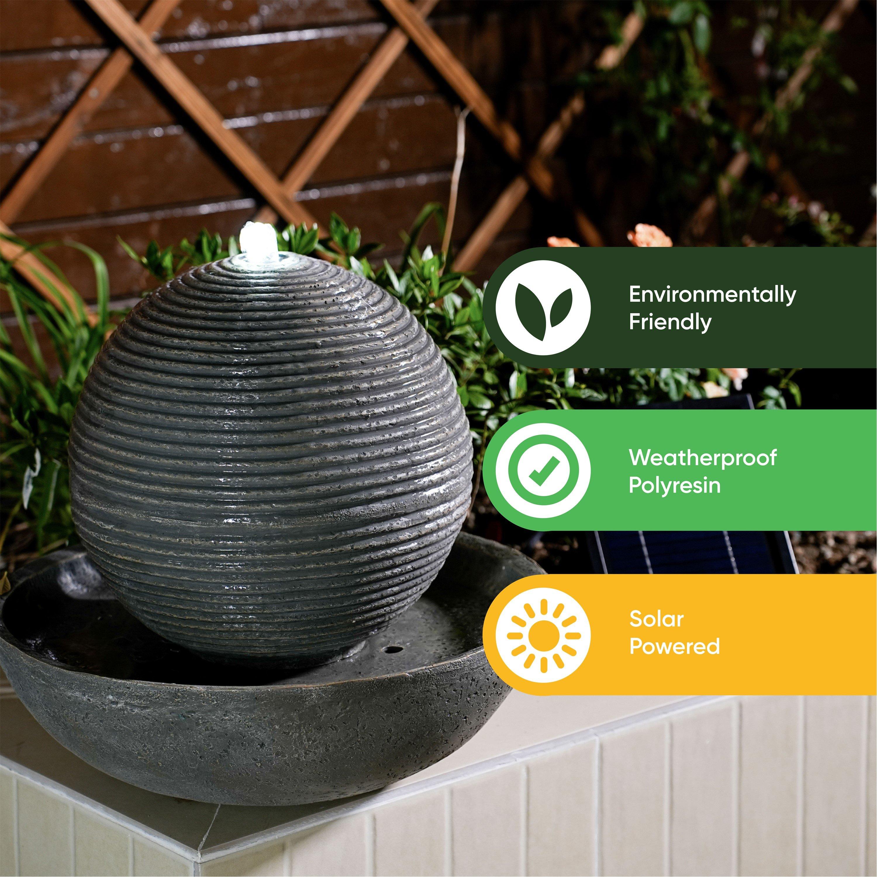 Grey - Streetwize - Solar Ball Water Feature With Battery Back-up - 5