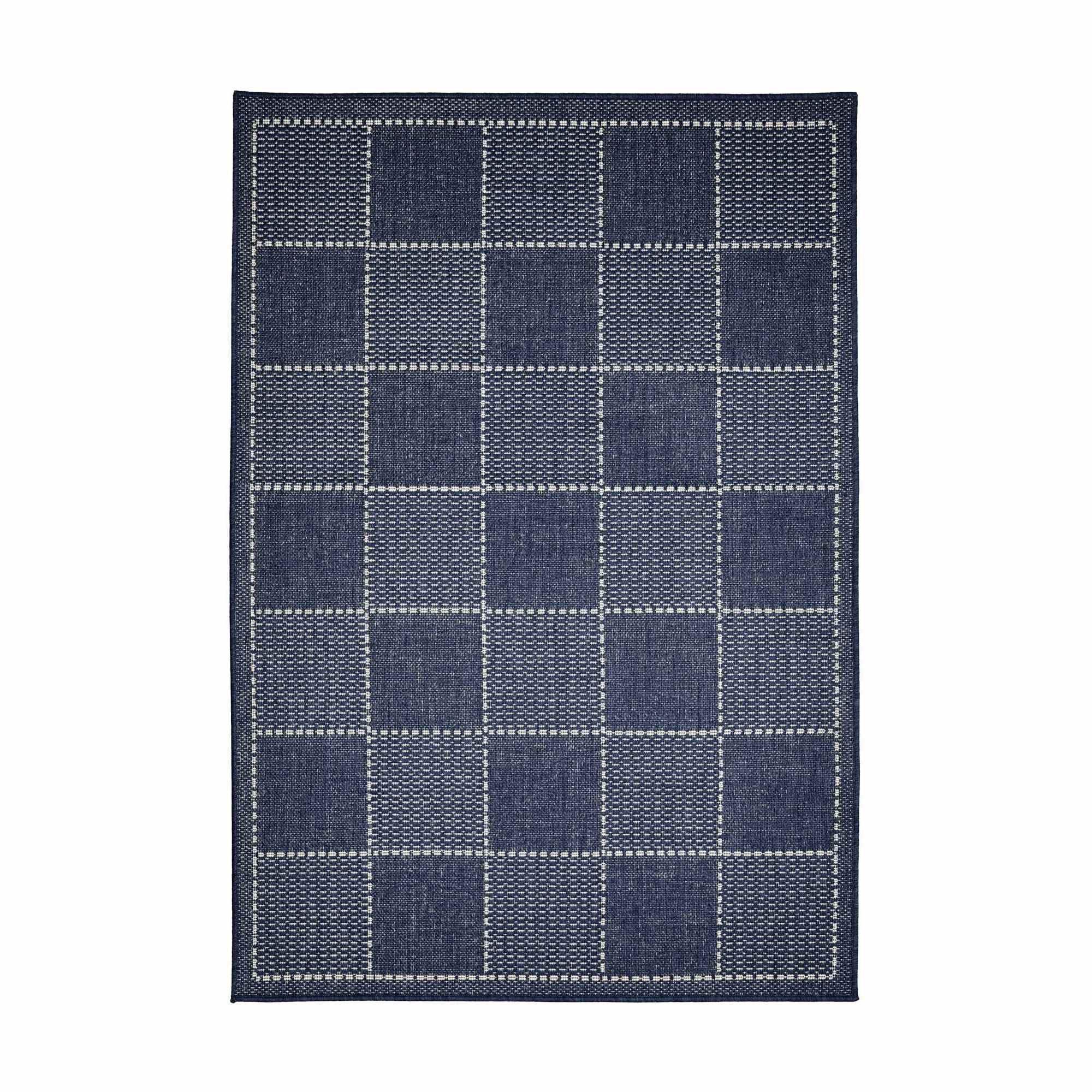 Navy - Homemaker - Check Gel Flatweave Rug Navy - 3