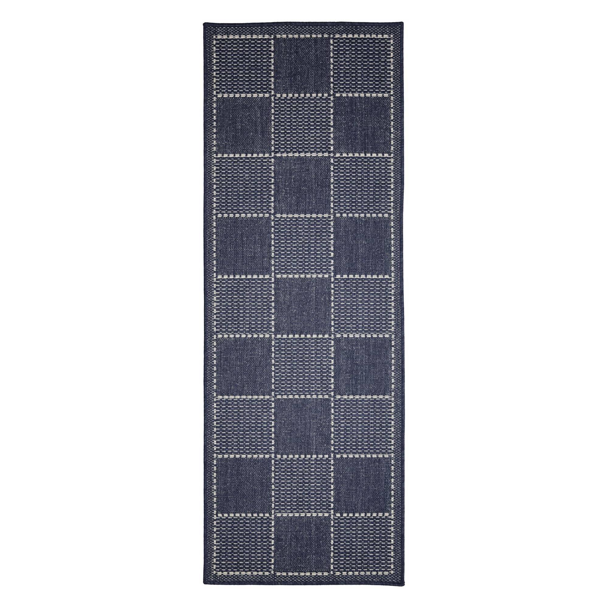 Navy - Homemaker - Check Gel Flatweave Rug Navy - 4