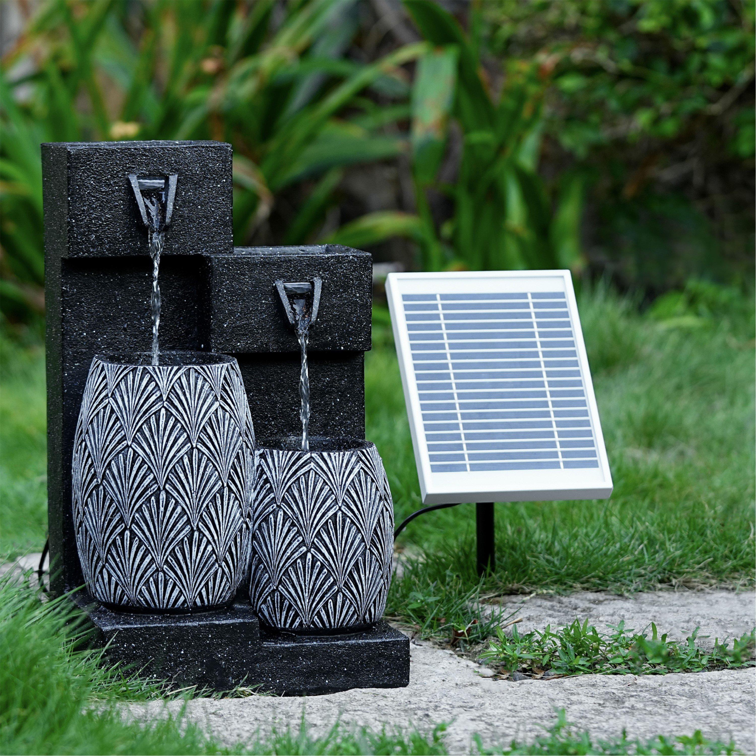 Black - Streetwize - Vase Solar Water Feature With Battery Back-up - 1