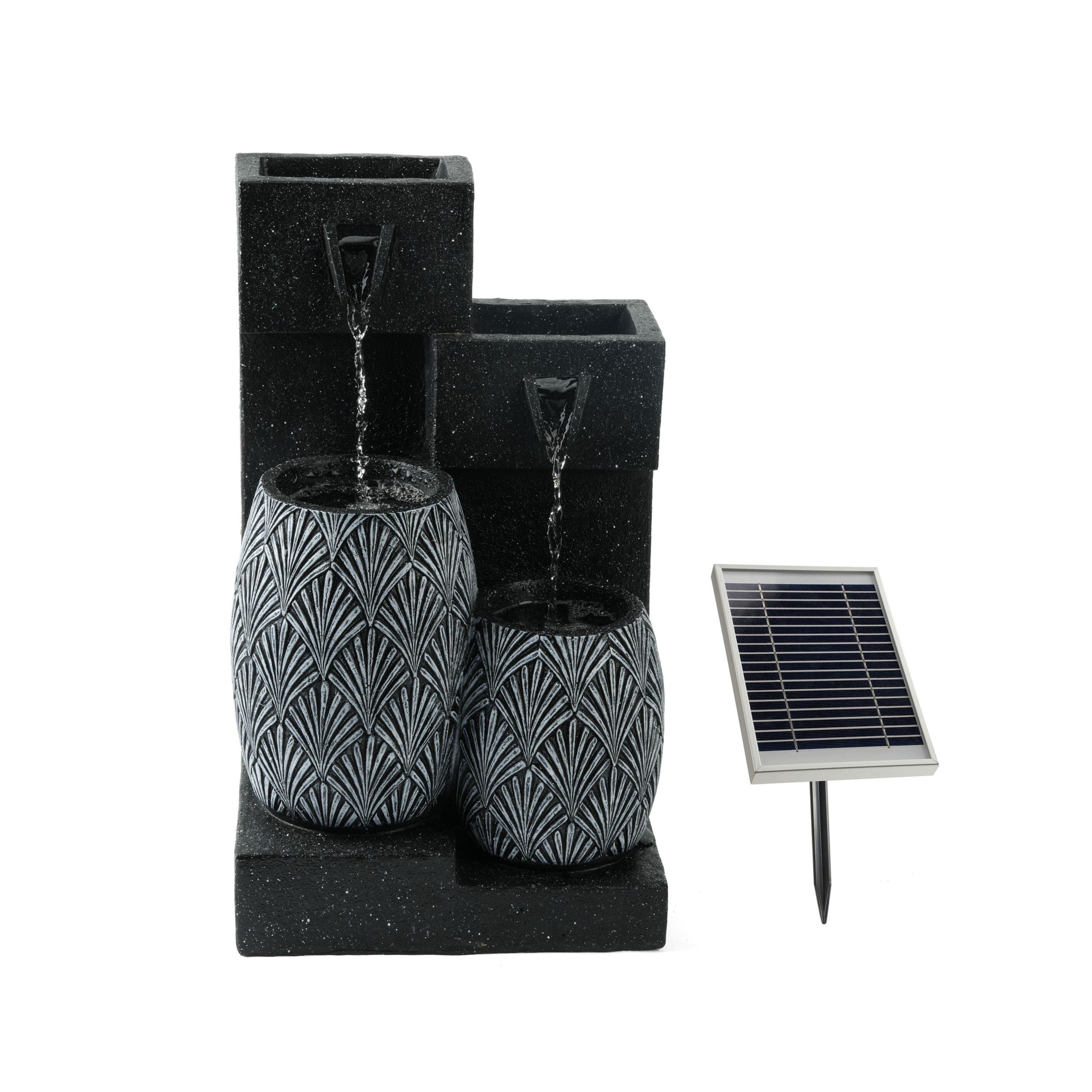 Black - Streetwize - Vase Solar Water Feature With Battery Back-up - 2