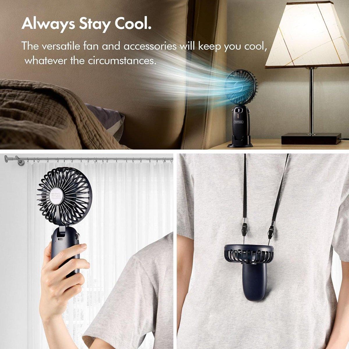 Blue - VonHaus - Rechargeable Handheld Fan - 2