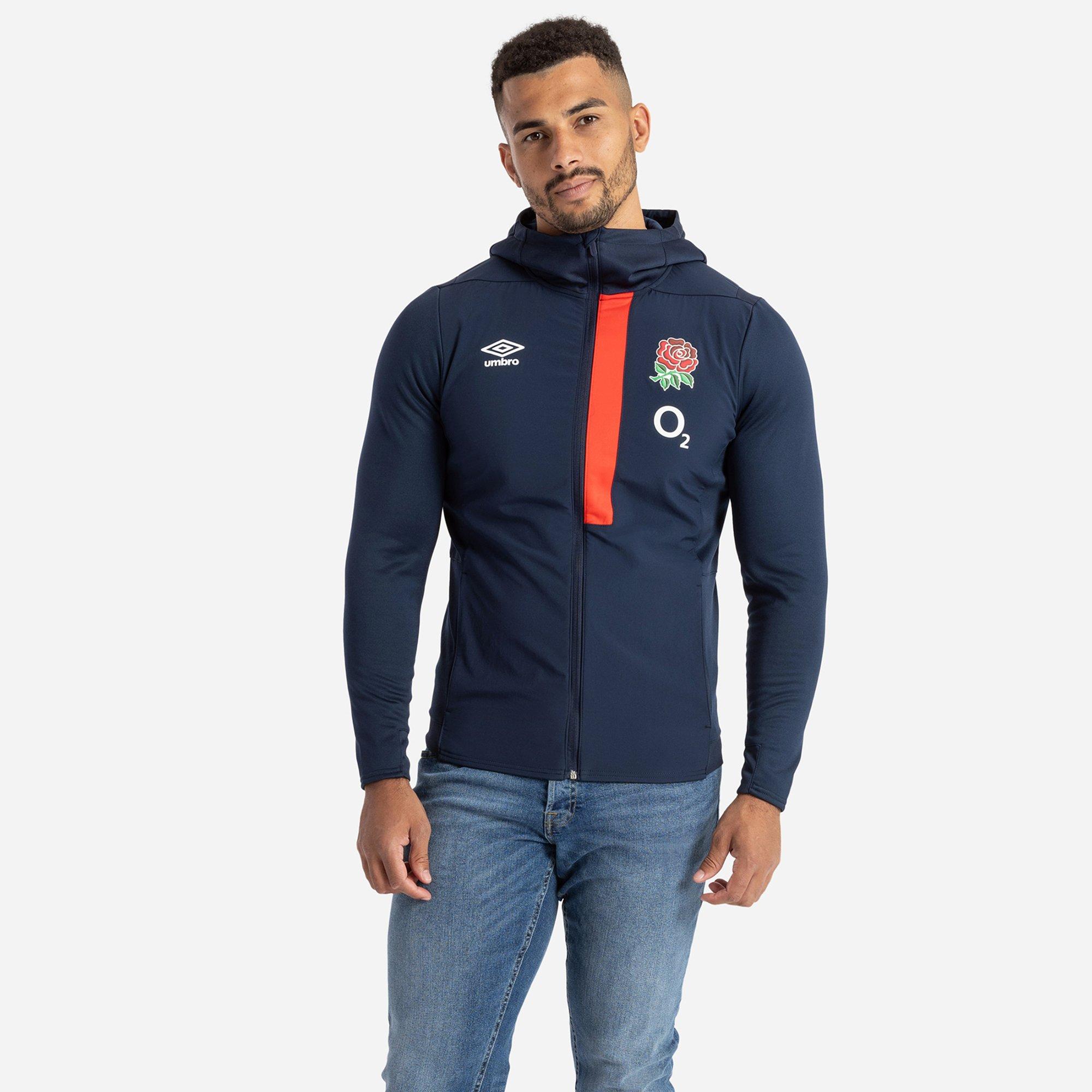Azul-marinho/escarlate - Umbro - Men's England Rugby 2023 Long Sleeve Hooded Jacket - 3