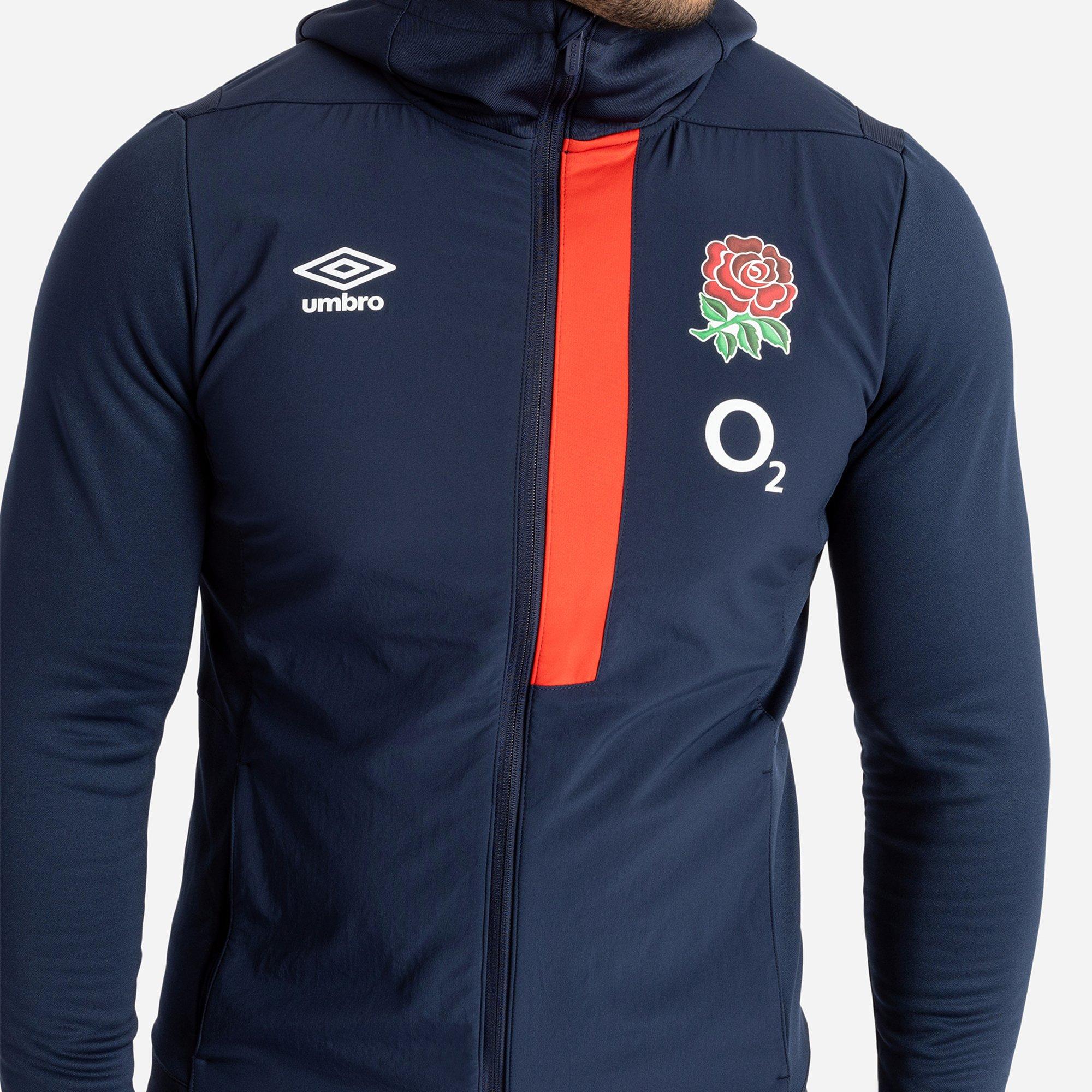 Azul-marinho/escarlate - Umbro - Men's England Rugby 2023 Long Sleeve Hooded Jacket - 4