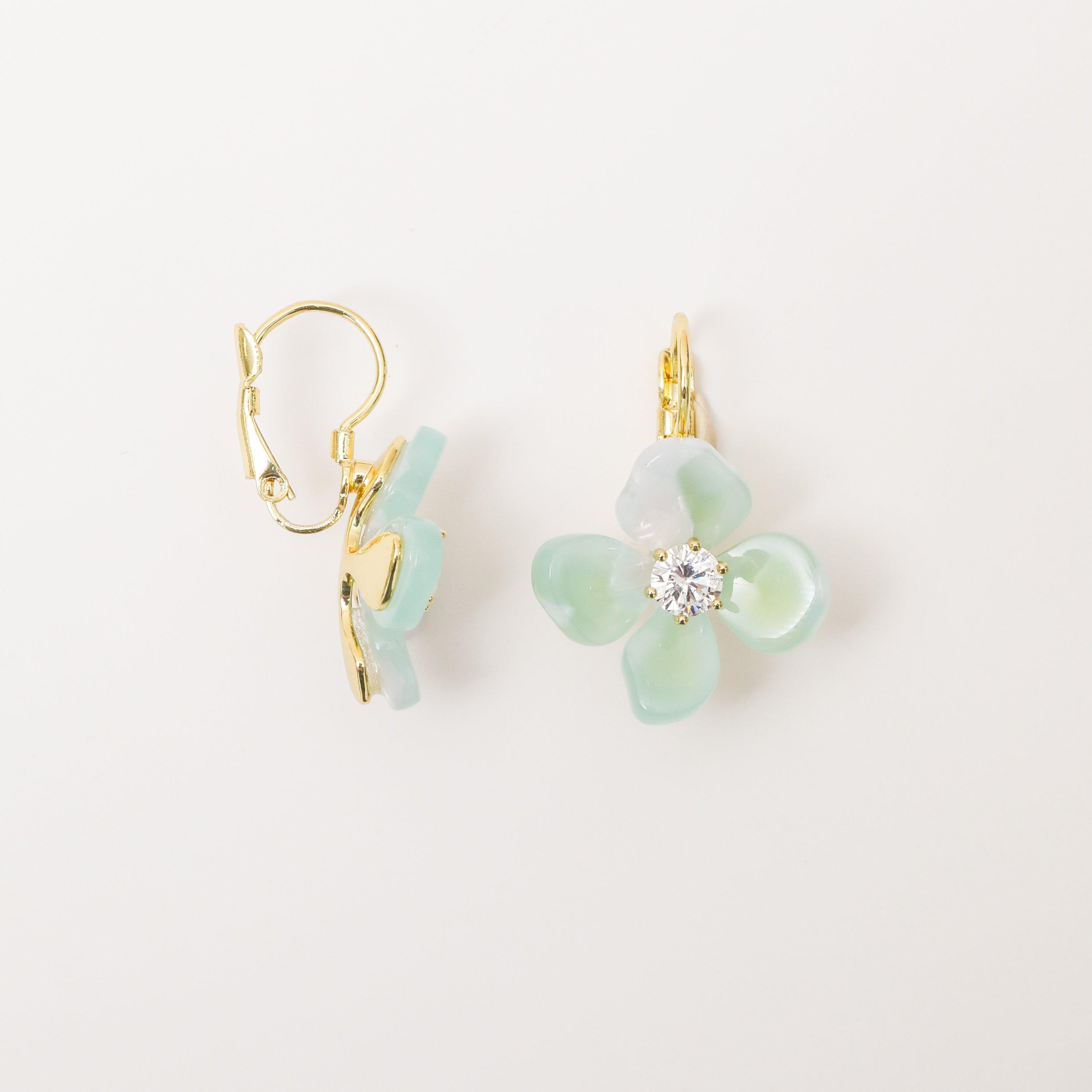 Gold - Jon Richard - Gold Plated Resin Flower Drop Earrings - 3