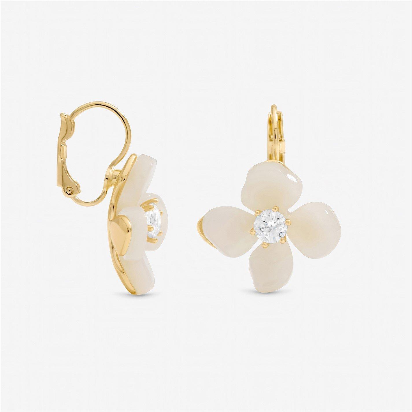Gold - Jon Richard - Gold Plated Resin Flower Drop Earrings - 5