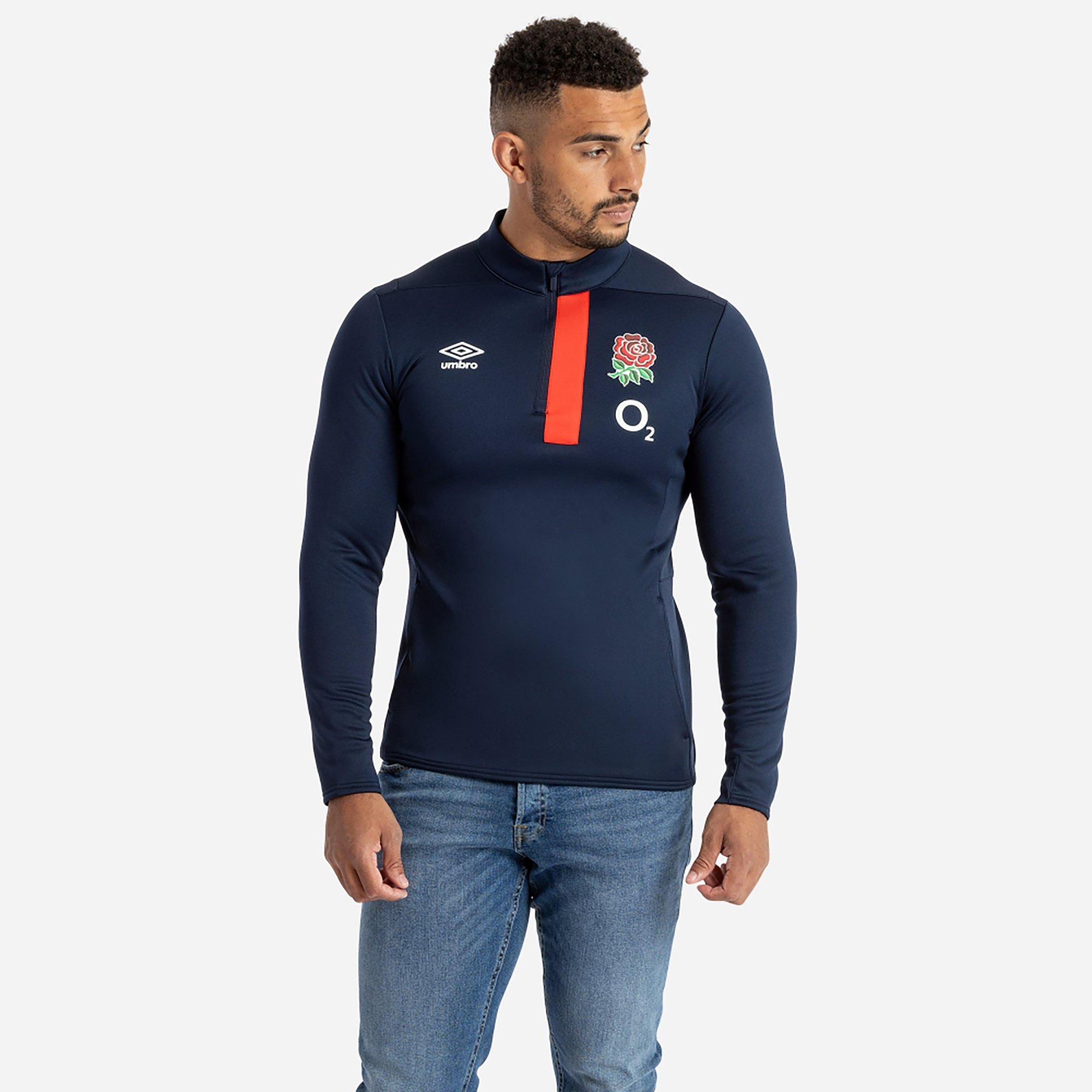 Nvy Blzr/Scrlt - Tamno plava jakna / Scarlet - Umbro - England Rugby Half Zip Fleece Top 2023 2024 Adults - 3