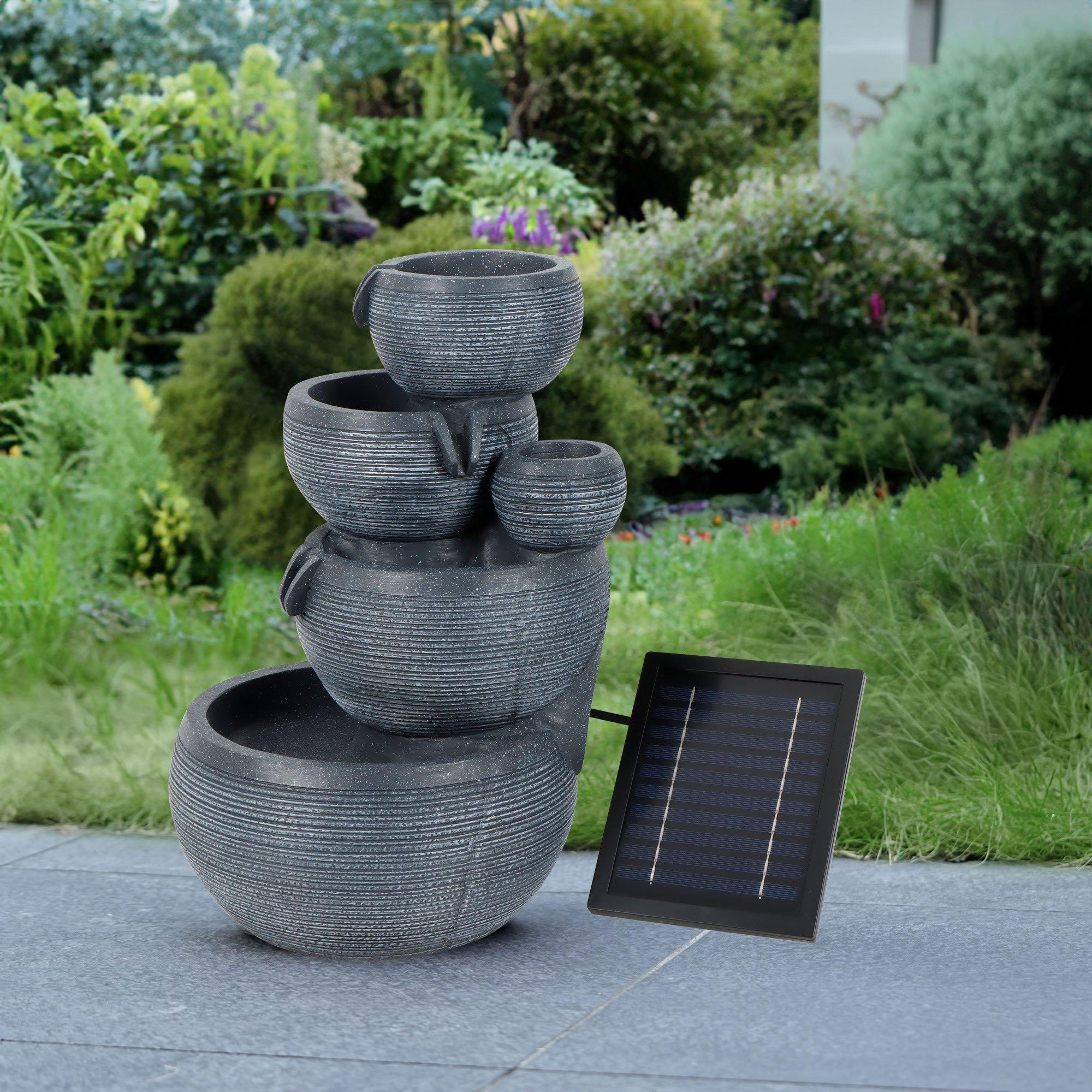 Streetwize  Cascading Solar Water Feature With Battery Back-Up - Black